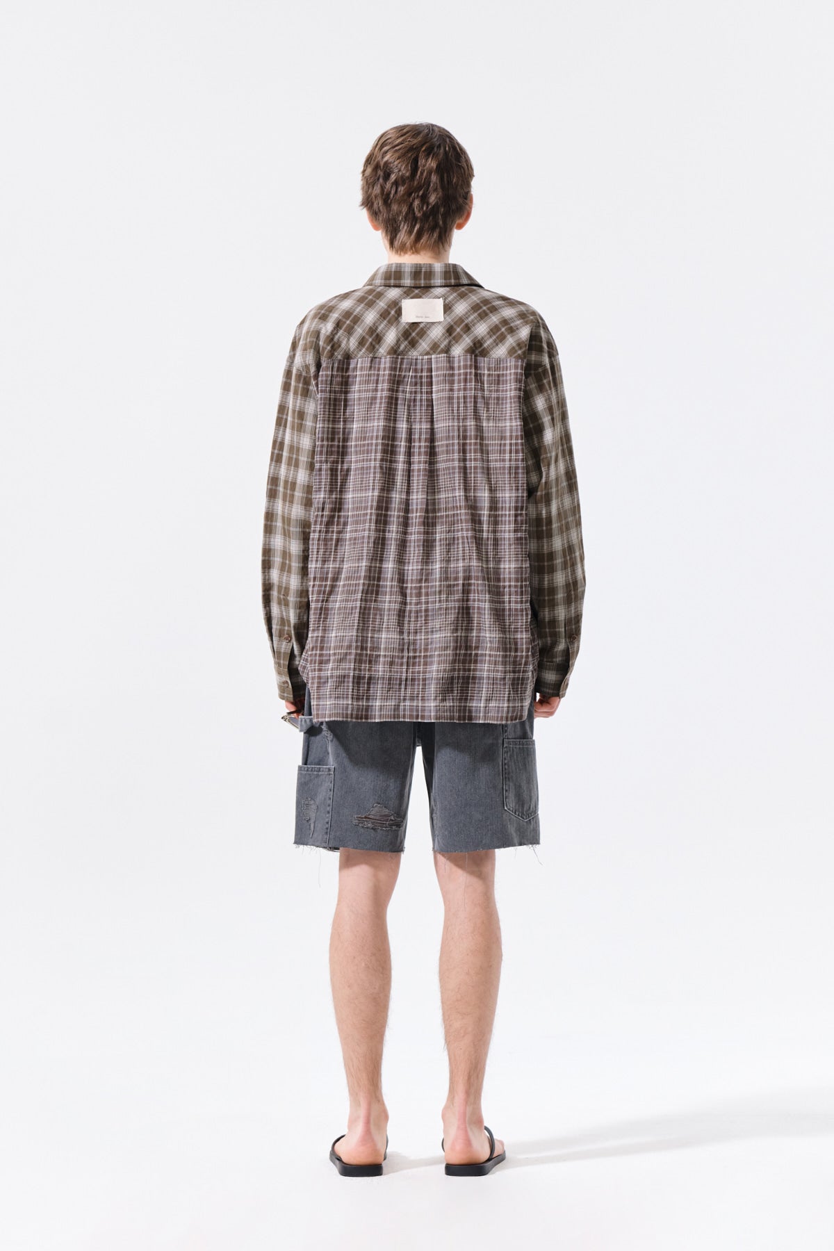 Matin Kim - Mixed Check Over Fit Shirt (Brown) product image 13 | TRAB K-Fashion Australia