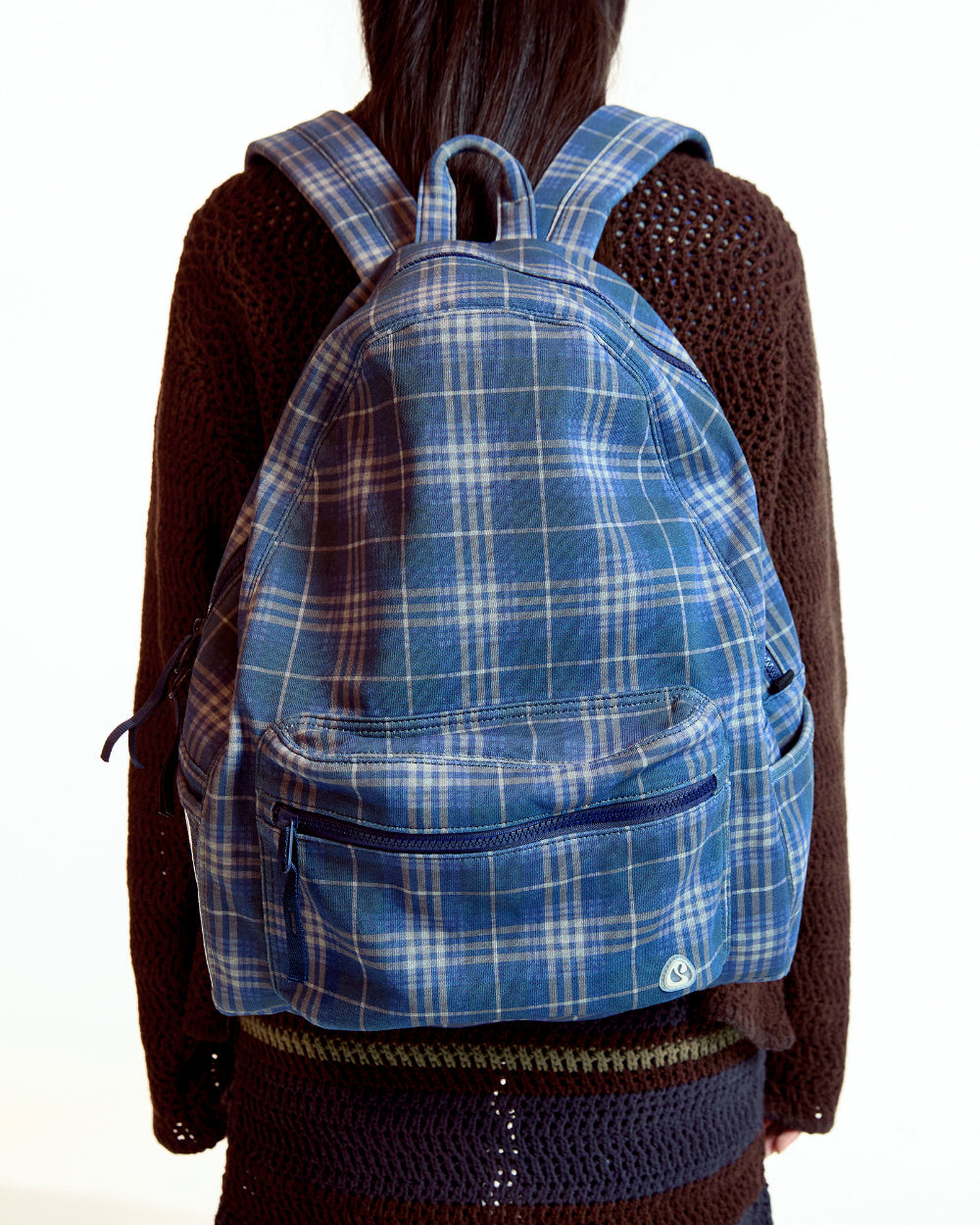 Coyseio - Chunky Sweat Check Backpack (Navy) product image 3 | TRAB K-Fashion Australia