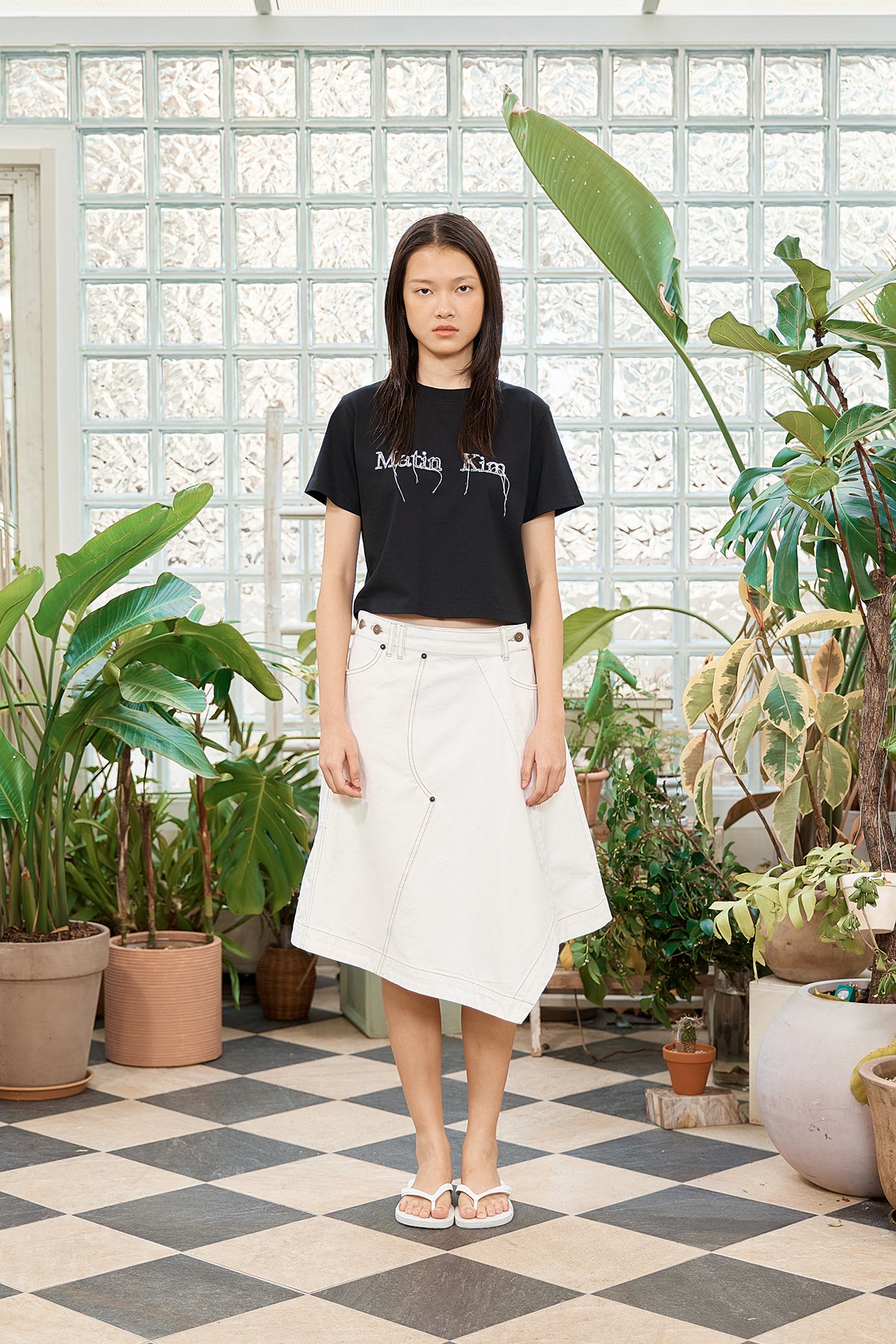 Matin Kim - Logo Thread Point Crop Top (Black) product image 5 | TRAB K-Fashion Australia