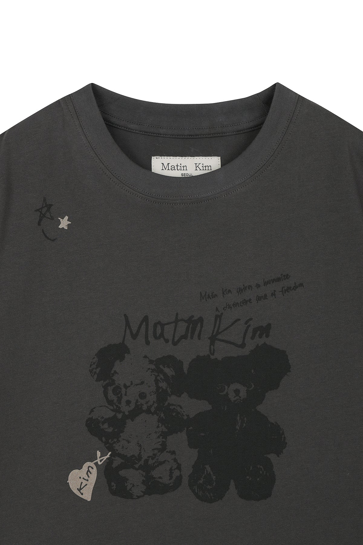 Matin Kim - Animal Graffiti Graphic Crop Top (Charcoal) product image 3 | TRAB K-Fashion Australia