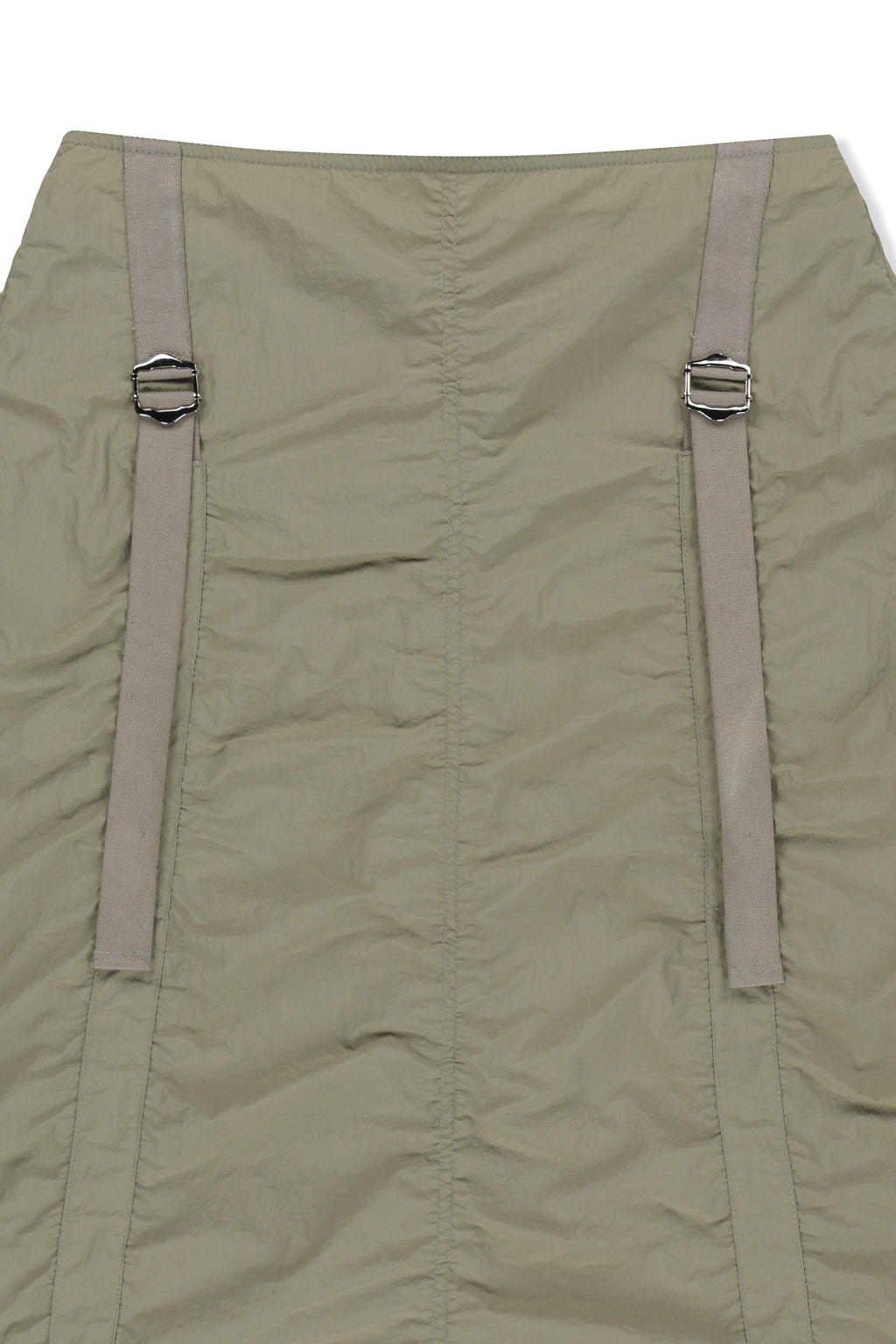 Matin Kim - Nylon Shirring Midi Skirt (Light Khaki) product image 4 | TRAB K-Fashion Australia