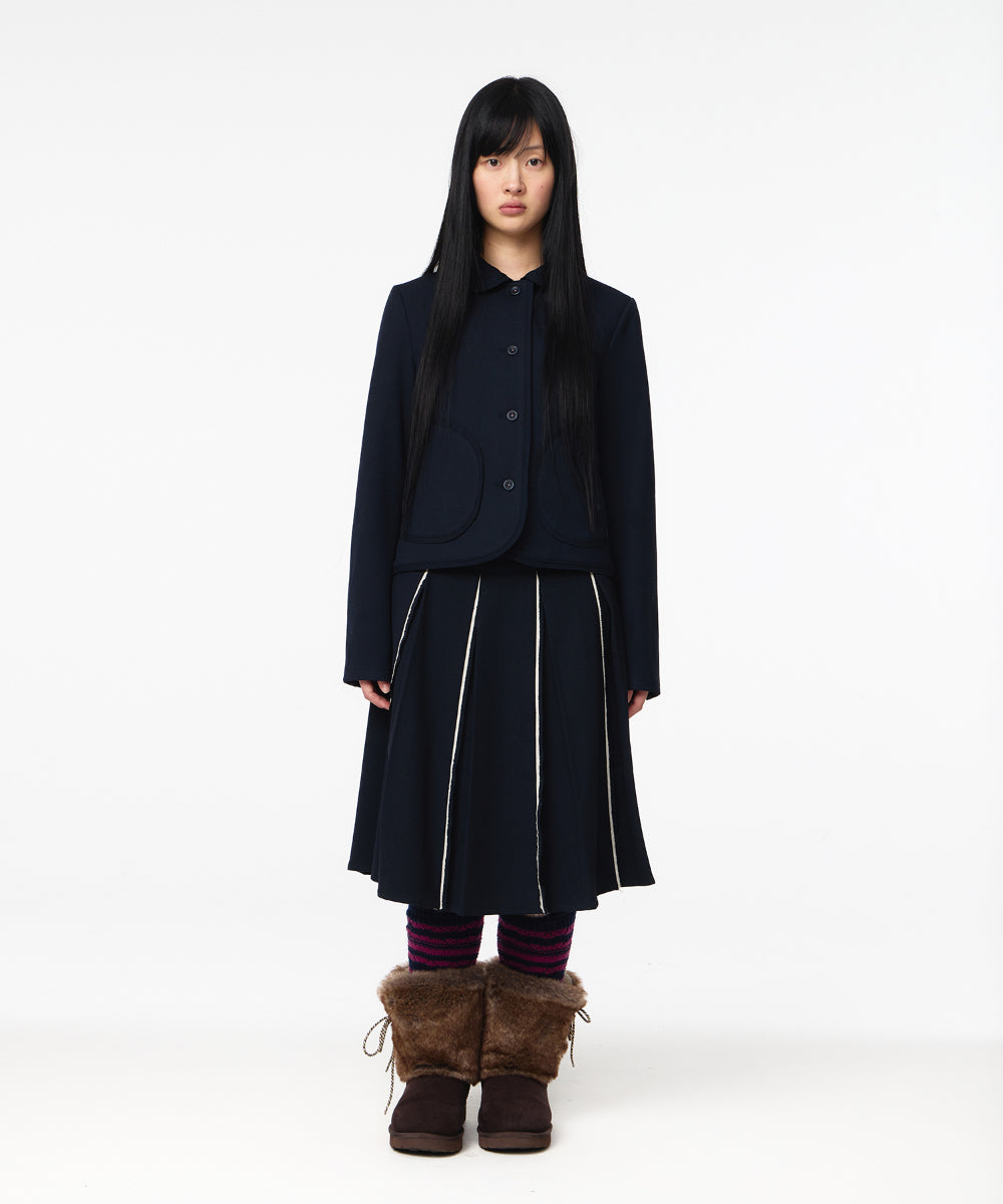 Coyseio - Rounded Raw Hem Jacket (Navy) product image 8 | TRAB K-Fashion Australia