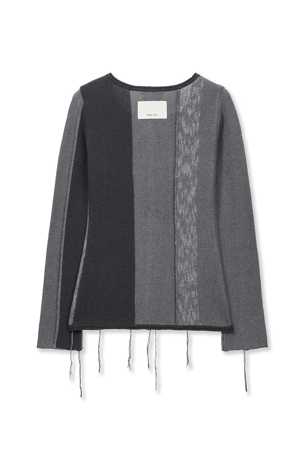 Matin Kim - Color Block Slim Knit Cardigan (Charcoal) product image 2 | TRAB K-Fashion Australia