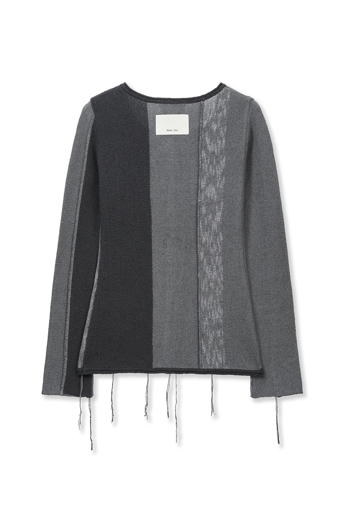 Matin Kim - Color Block Slim Knit Cardigan (Charcoal) product image 2 | TRAB K-Fashion Australia