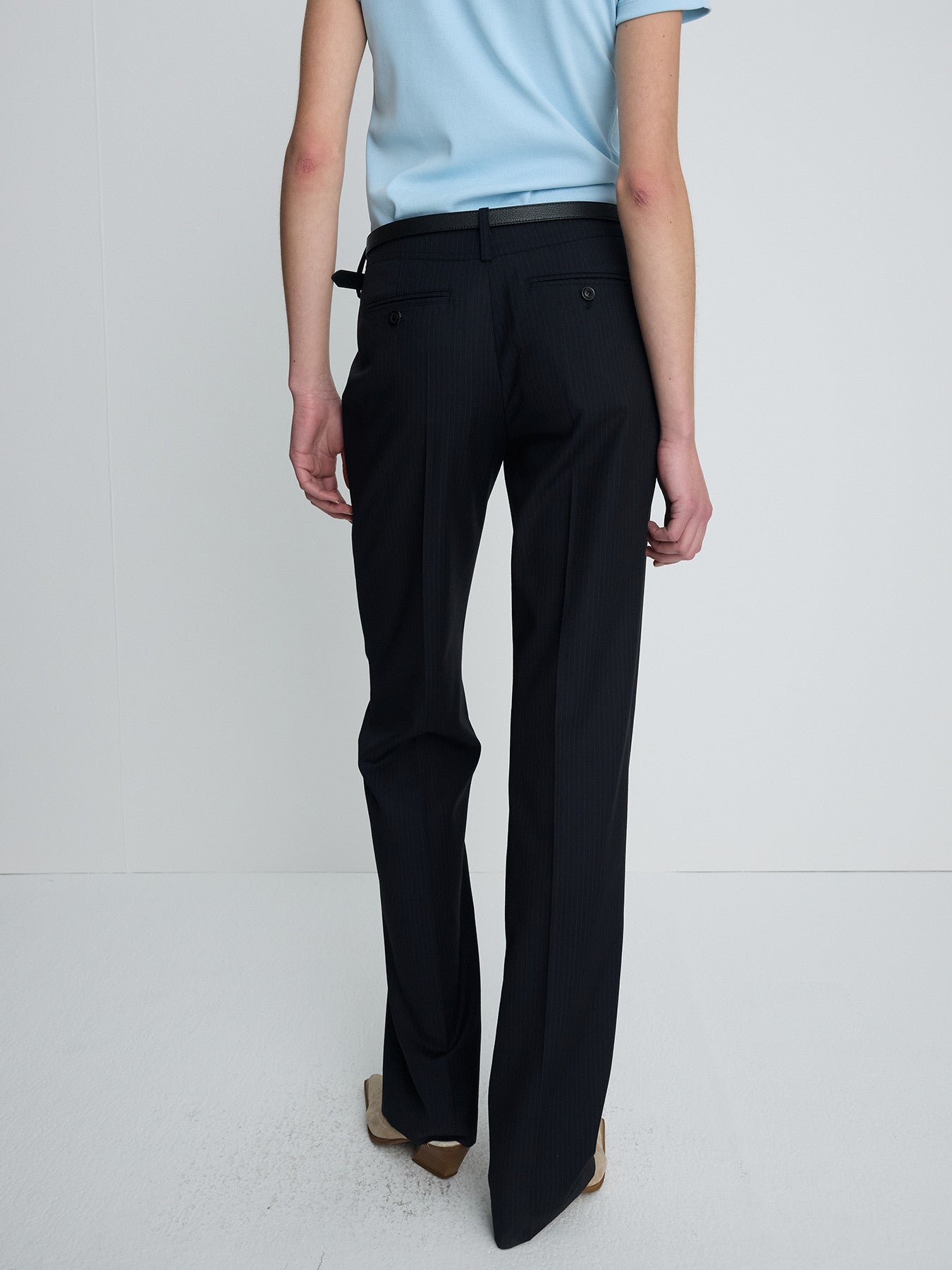 Tonywack - Wool Straight Trousers (Navy Pinstripe) product image 4 | TRAB K-Fashion Australia