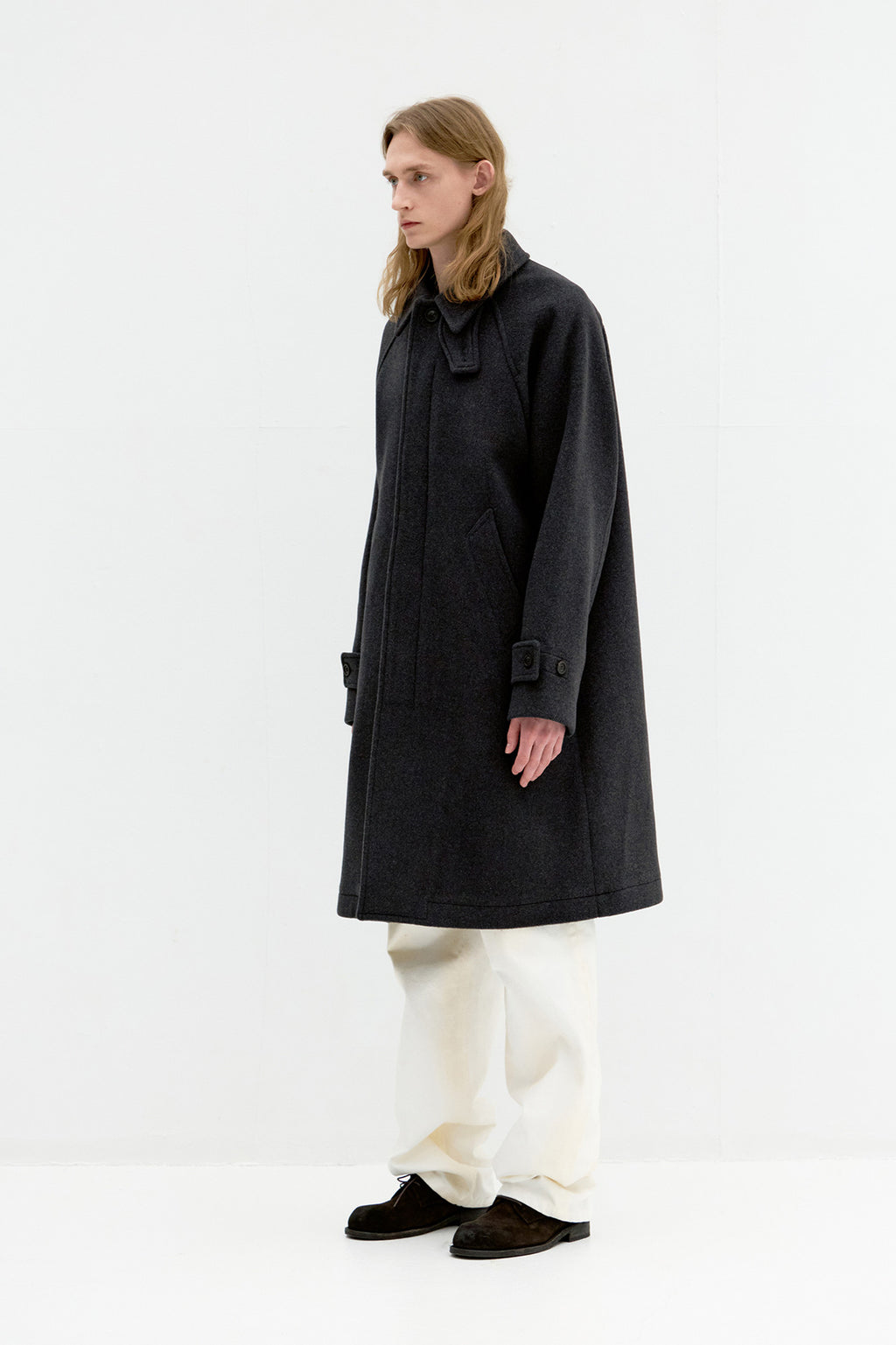 Coor - Belandi Cashmere Blend Balmacaan Coat (Melange Charcoal) product image 4 | TRAB K-Fashion Australia