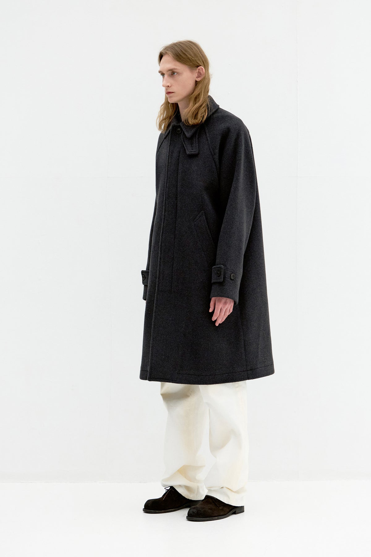 Coor - Belandi Cashmere Blend Balmacaan Coat (Melange Charcoal) product image 4 | TRAB K-Fashion Australia