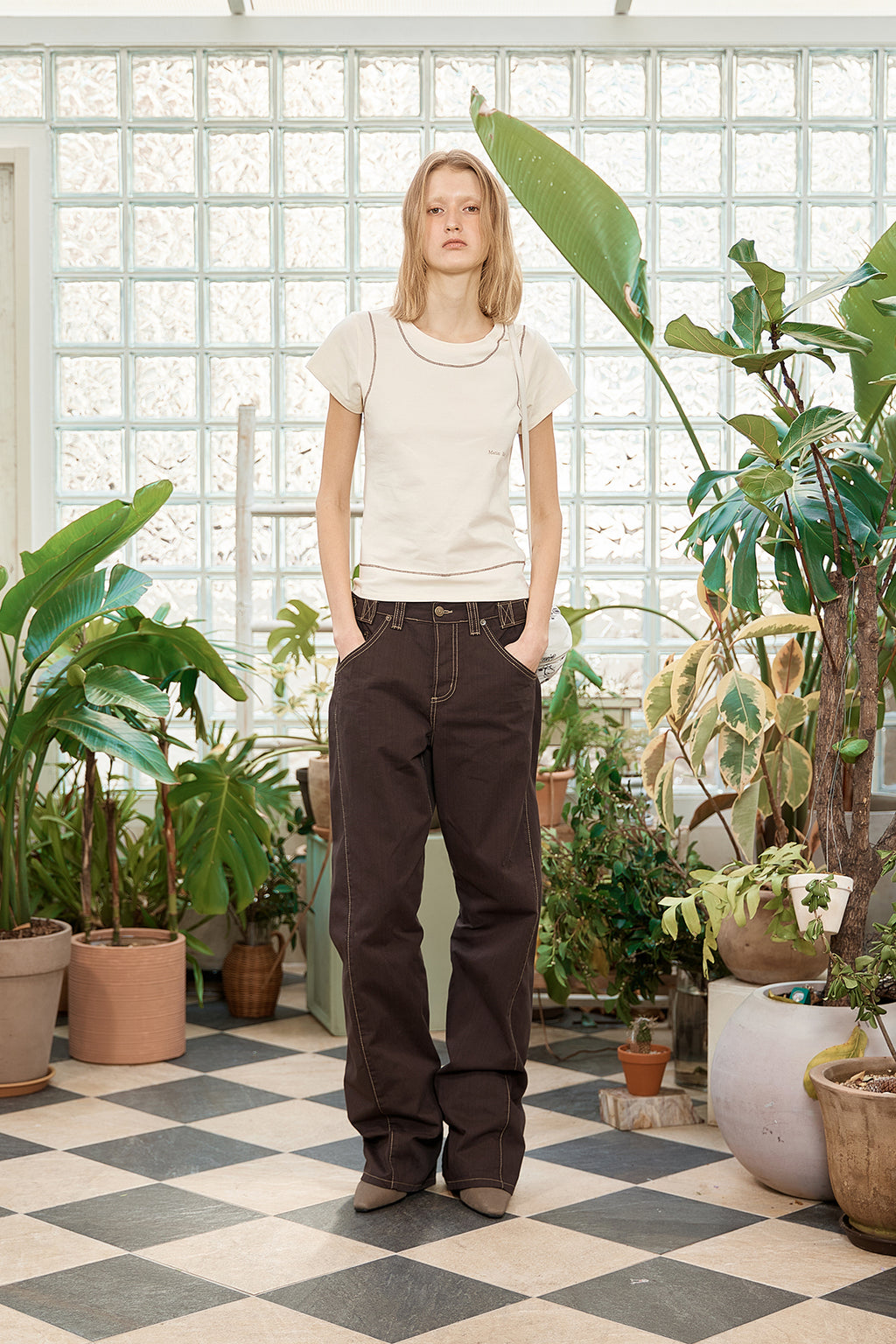 Matin Kim - Stitch Point Small Logo Top (Light Yellow) product image 8 | TRAB K-Fashion Australia