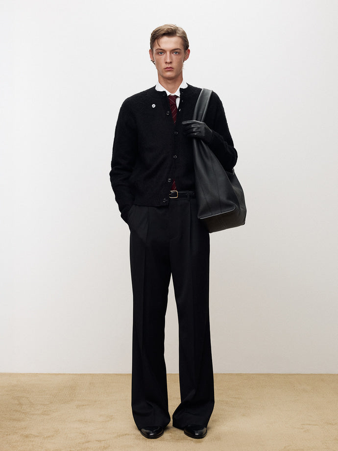 Tonywack - Wool Twill Wide-Leg Pleated Trousers (Black) product image 1 | TRAB K-Fashion Australia