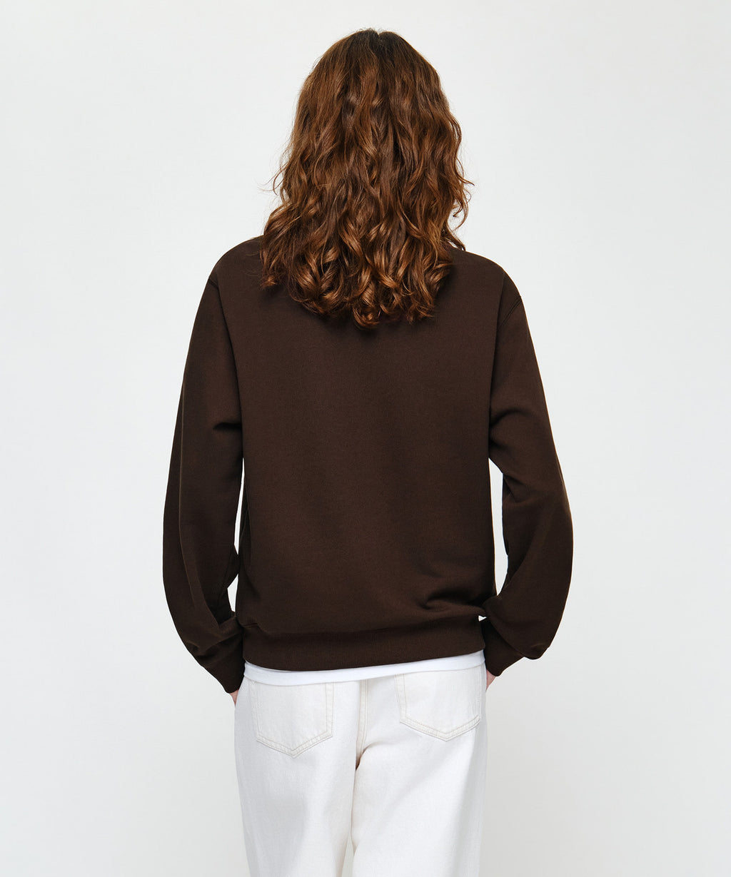Marithe & Francois Girbaud - Small Classic Logo Half Zipup Sweatshirt (Dark Brown) product image 3 | TRAB K-Fashion Australia
