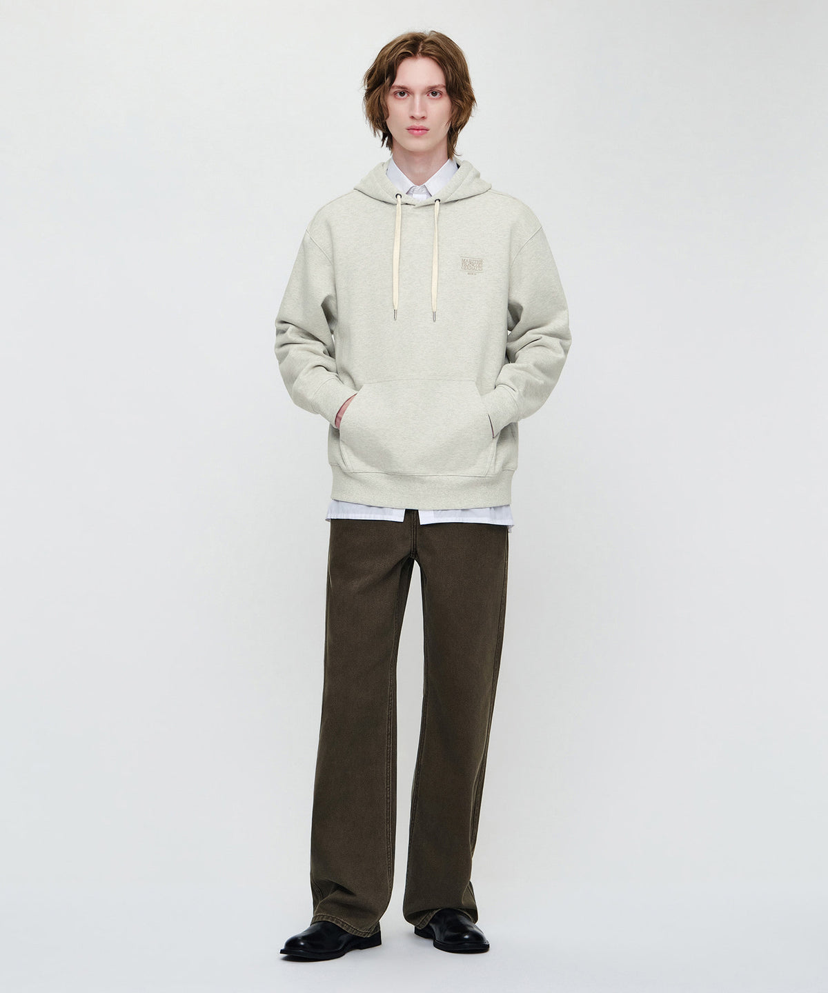 Marithe & Francois Girbaud - Small Classic Logo Embroidery Hoodie (Oatmeal) product image 4 | TRAB K-Fashion Australia