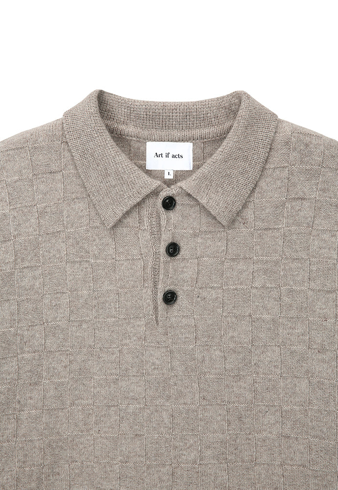 Art if acts - Checkerboard Collar Knit (Mushroom) product image 10 | TRAB K-Fashion Australia