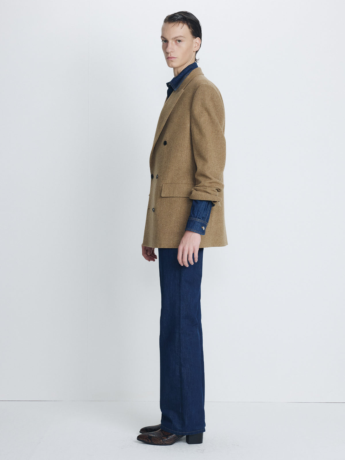 Tonywack - Herringbone Wool Double-Breasted Jacket (Saffron Beige) product image 3 | TRAB K-Fashion Australia