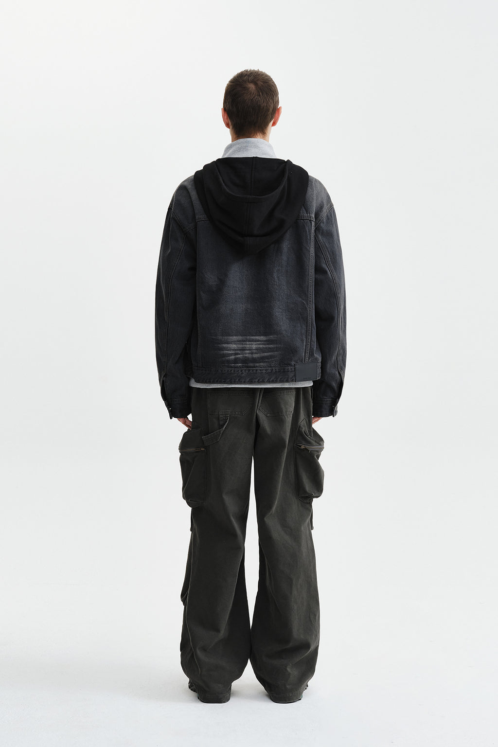 Matin Kim - Western Panel Hooded Denim Jumper (Black) product image 8 | TRAB K-Fashion Australia