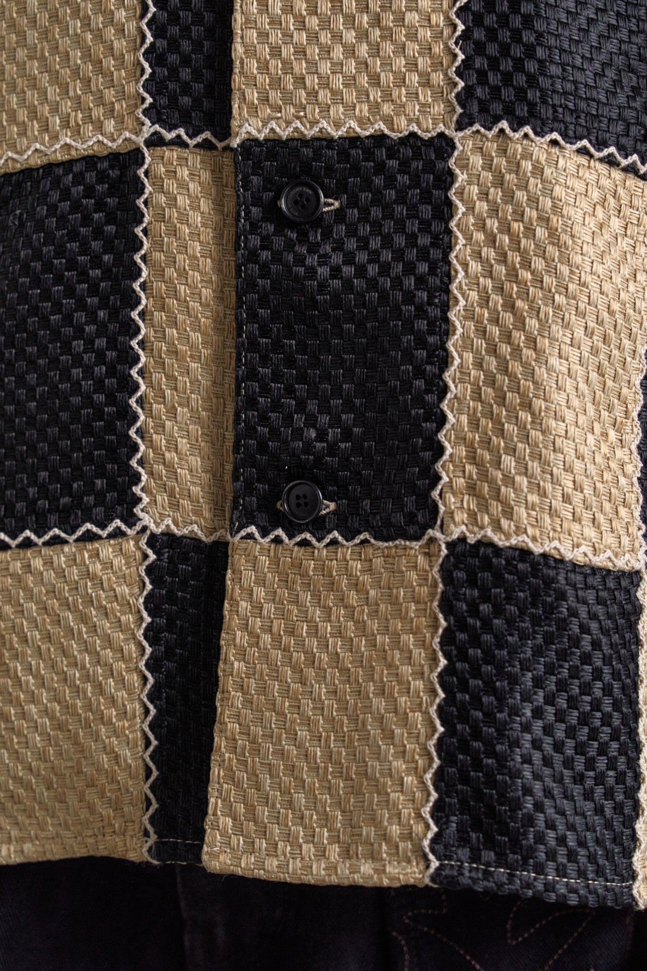 Andersson Bell - Patchwork Open Collar Shirts (Black/Beige) product image 7 | TRAB K-Fashion Australia
