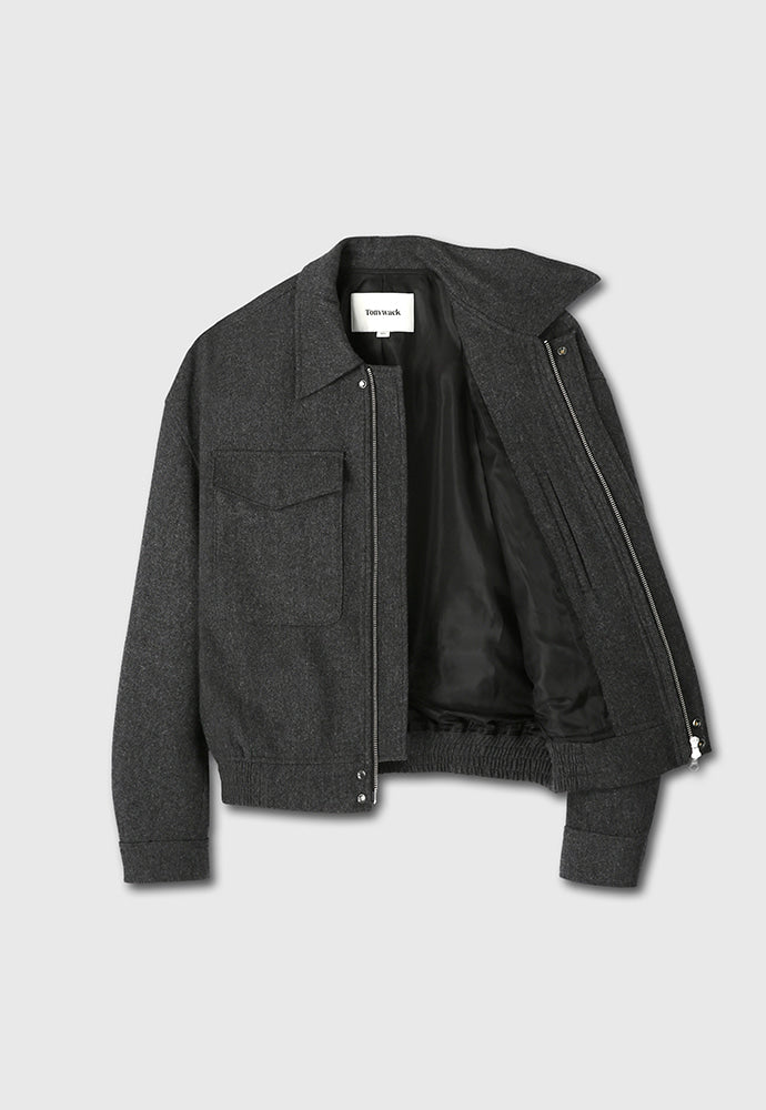 Tonywack - Merino Wool Chest Pocket Blouson Australian Wool 100% (Dark Grey) product image 8 | TRAB K-Fashion Australia