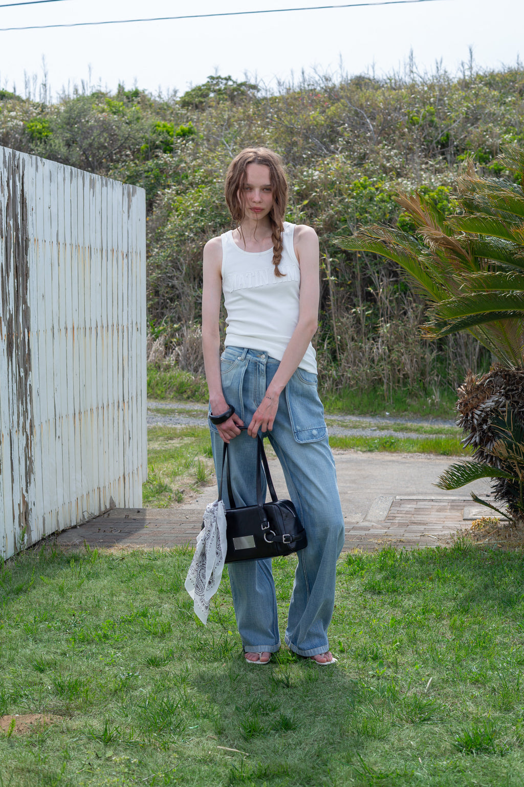 Matin Kim - Logo Applique Slim Tank Top (White) product image 11 | TRAB K-Fashion Australia