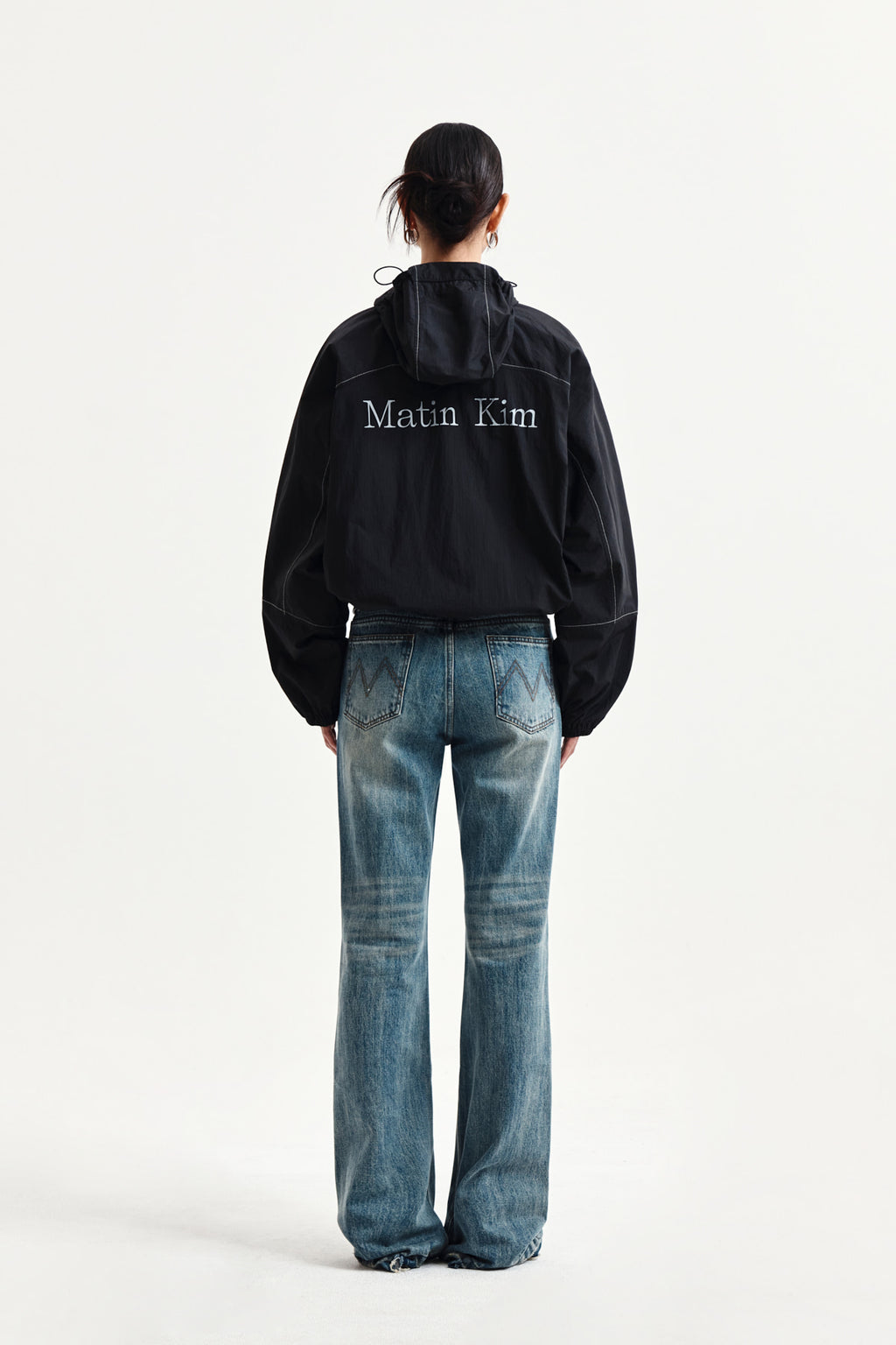 Matin Kim - Cropped Back Logo Hoody Wind Breaker (Black) product image 8 | TRAB K-Fashion Australia
