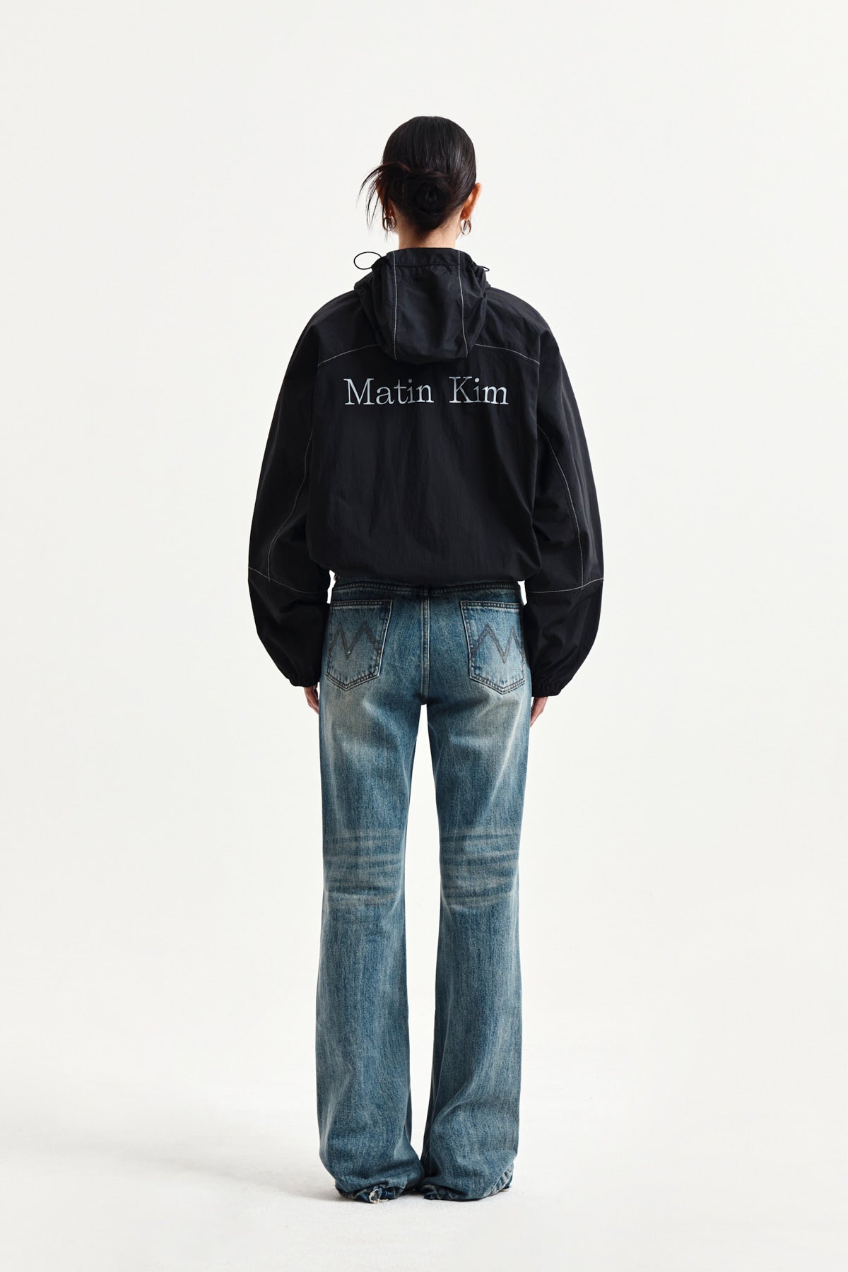 Matin Kim - Cropped Back Logo Hoody Wind Breaker (Black) product image 8 | TRAB K-Fashion Australia