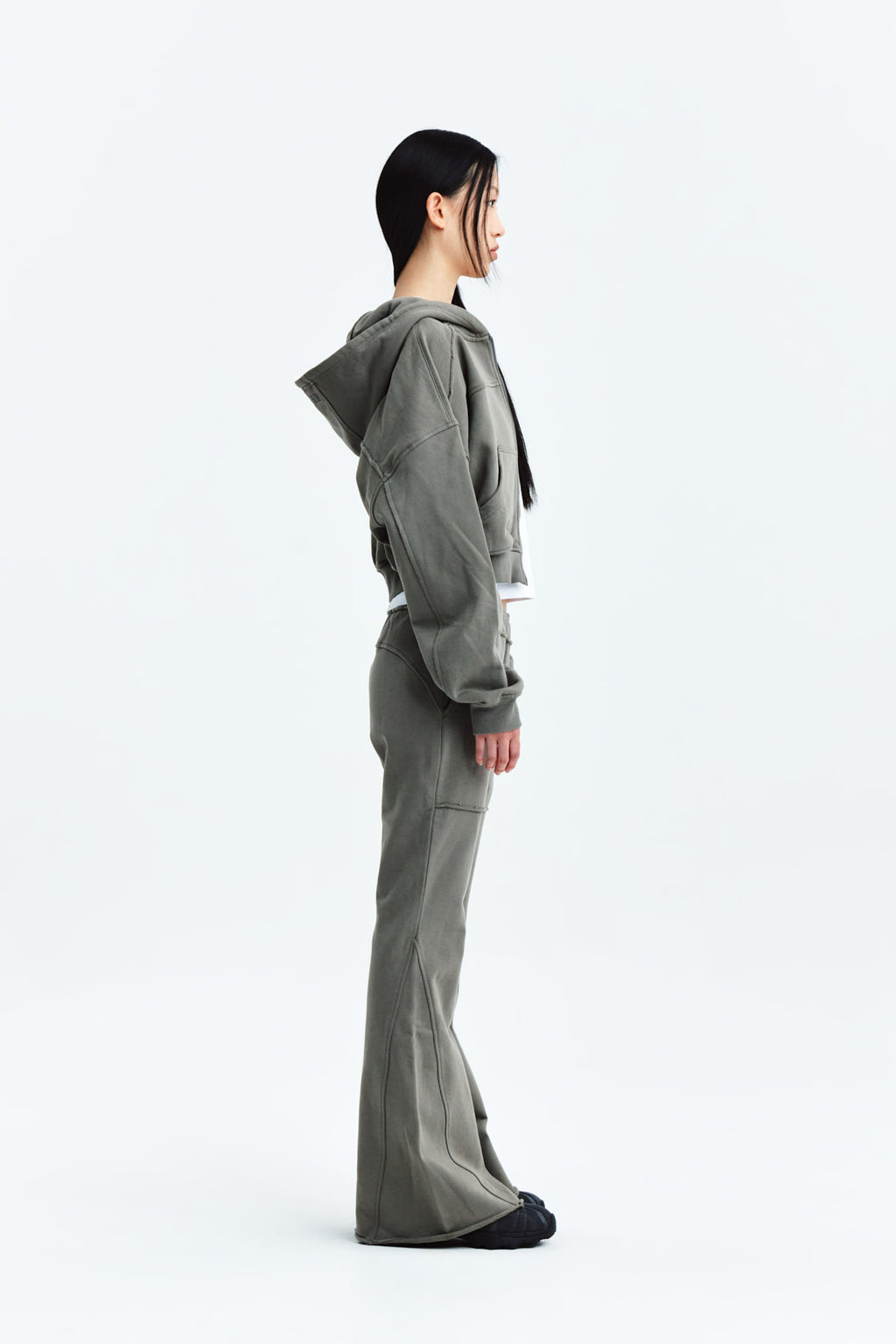 Matin Kim - Cut Out Detail Sweatpants (Khaki Grey) product image 6 | TRAB K-Fashion Australia