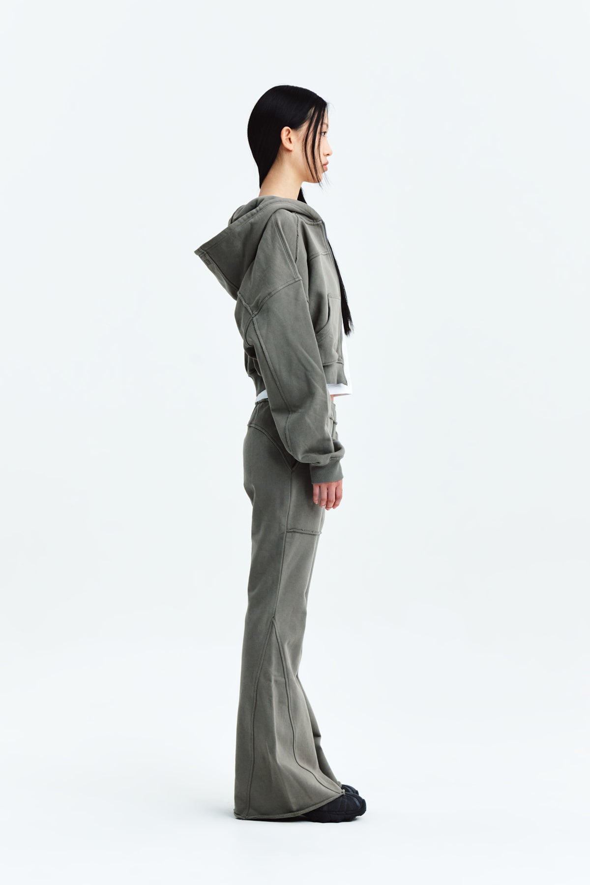 Matin Kim - Cut Out Detail Sweatpants (Khaki Grey) product image 6 | TRAB K-Fashion Australia