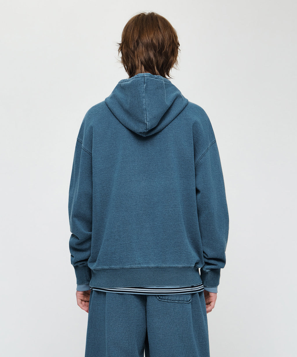 Marithe & Francois Girbaud - Crack Classic Logo Dyeing Oversized Hoodie (Blue) product image 3 | TRAB K-Fashion Australia
