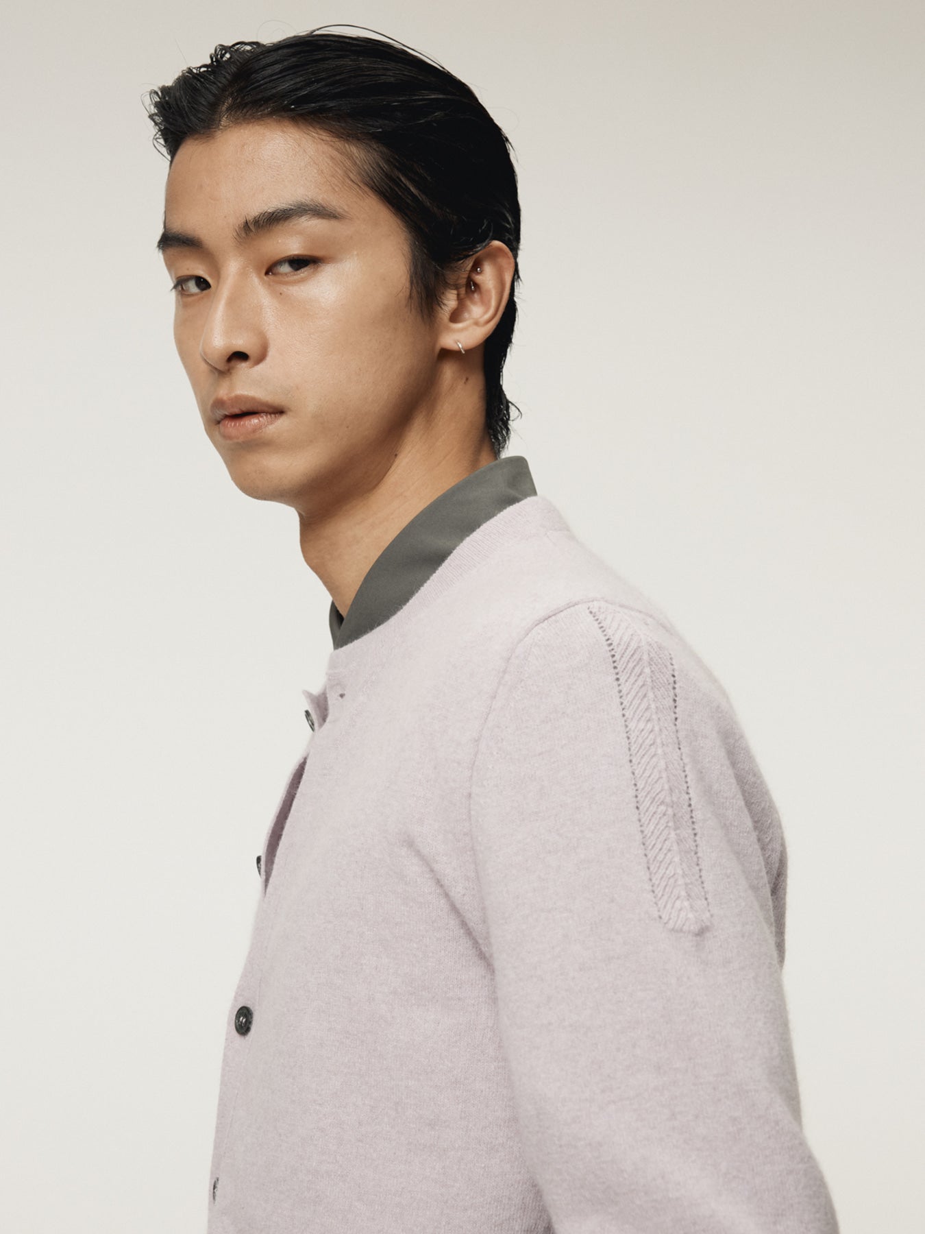 Recto - Crew Neck Layered Cardigan Knit Top (Lavender) product image 6 | TRAB K-Fashion Australia