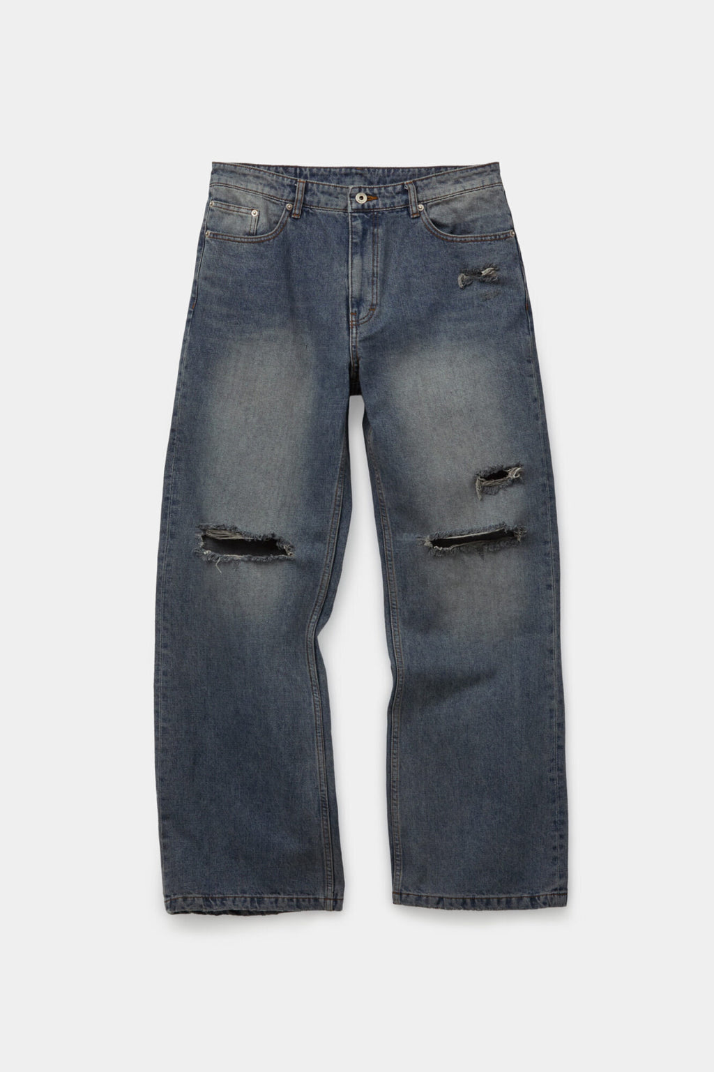 Coor - Distressed Semi-Flare Jeans (Washed Indigo) product image 1 | TRAB K-Fashion Australia