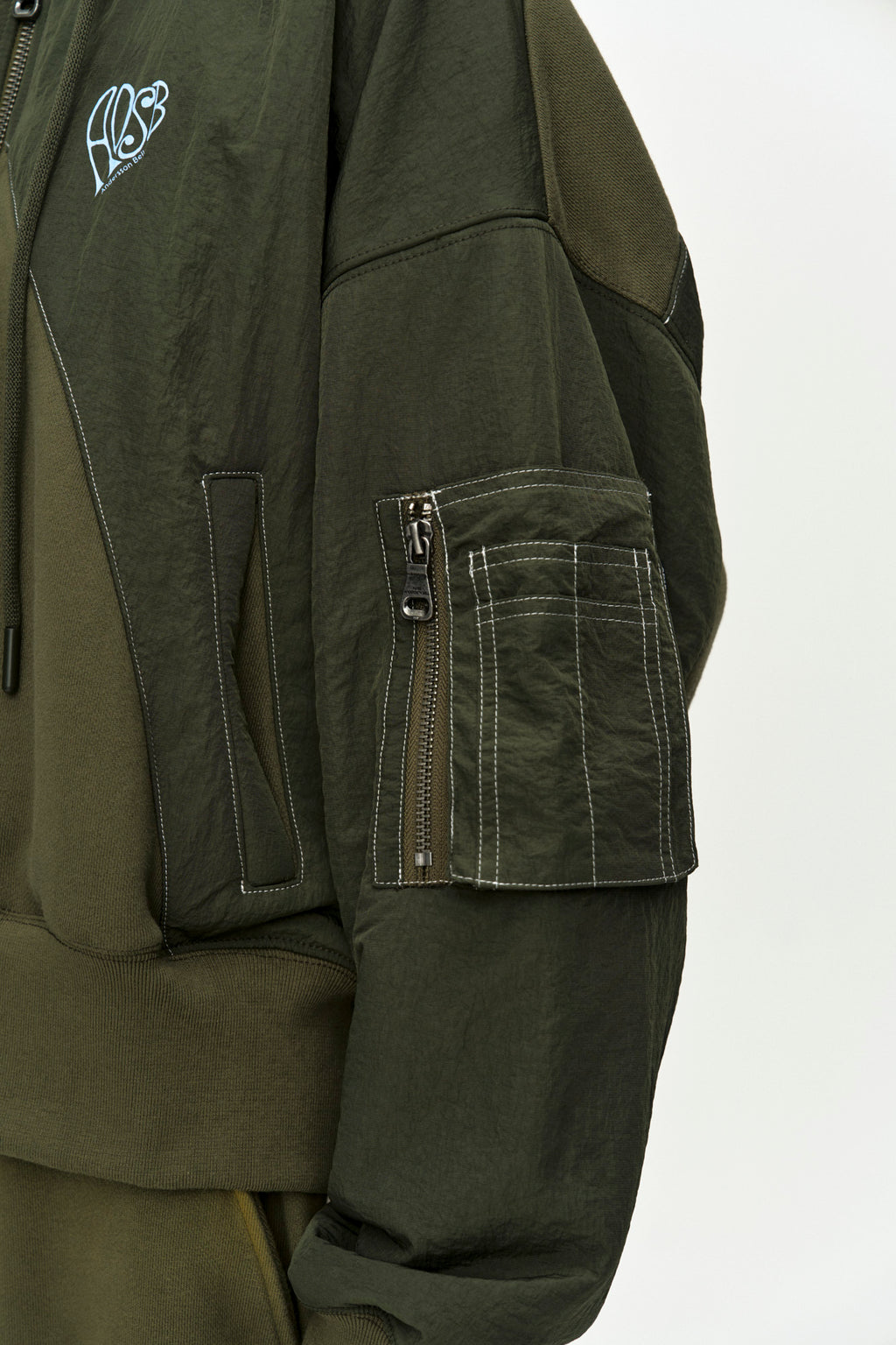 Andersson Bell - Patchwork Ma-1 Hoodie Zip Up (Khaki) product image 6 | TRAB K-Fashion Australia