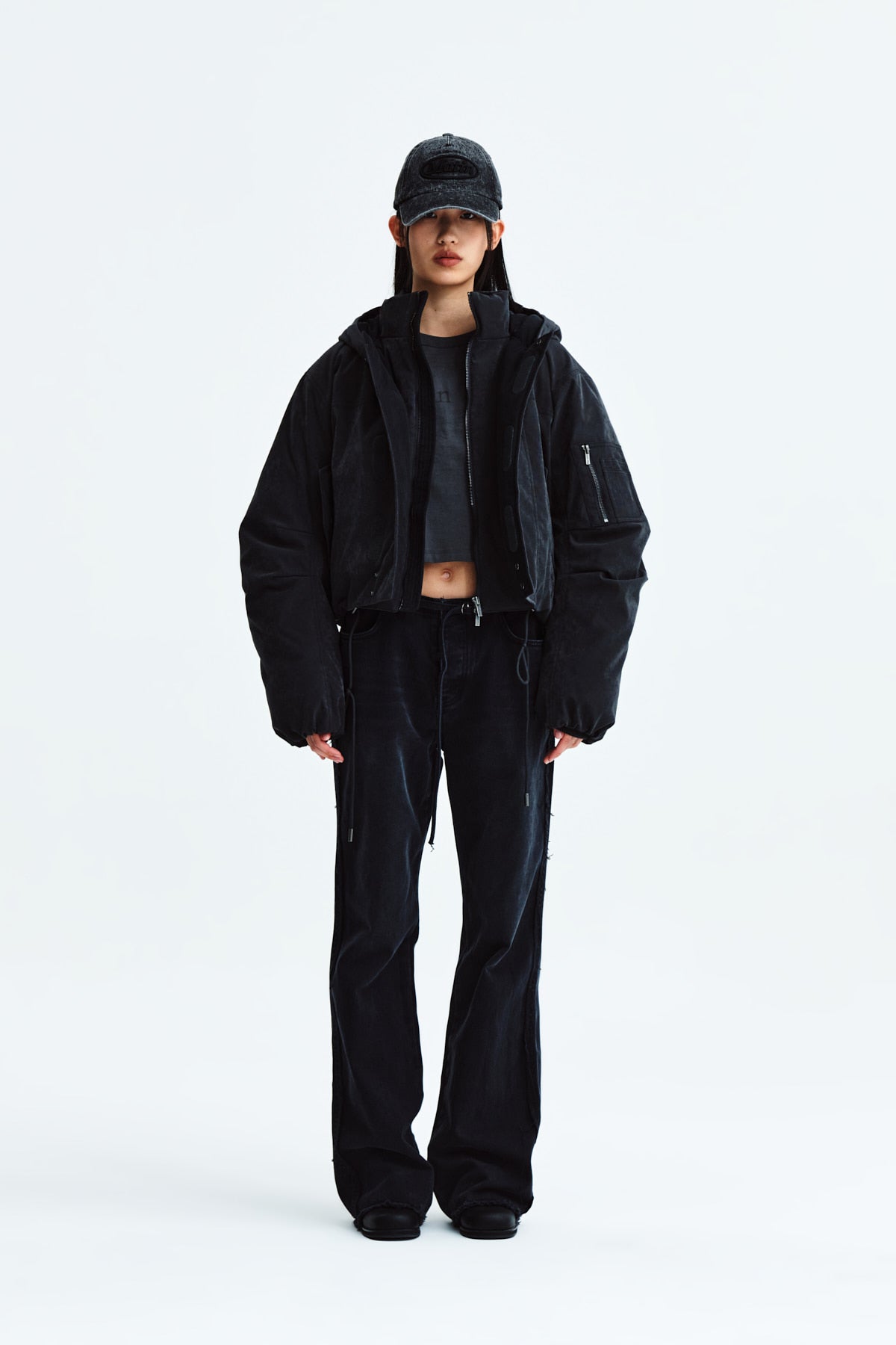 Matin Kim - Waist String Belted Denim Pants (Black) product image 9 | TRAB K-Fashion Australia