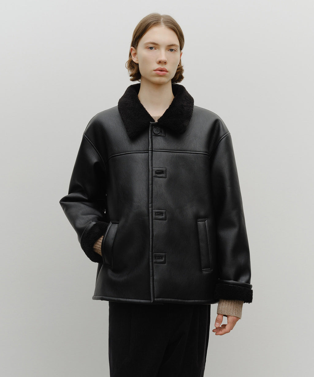 Marithe & Francois Girbaud - Faux Leather Over Fit Mustang Jacket (Black) product image 1 | TRAB K-Fashion Australia