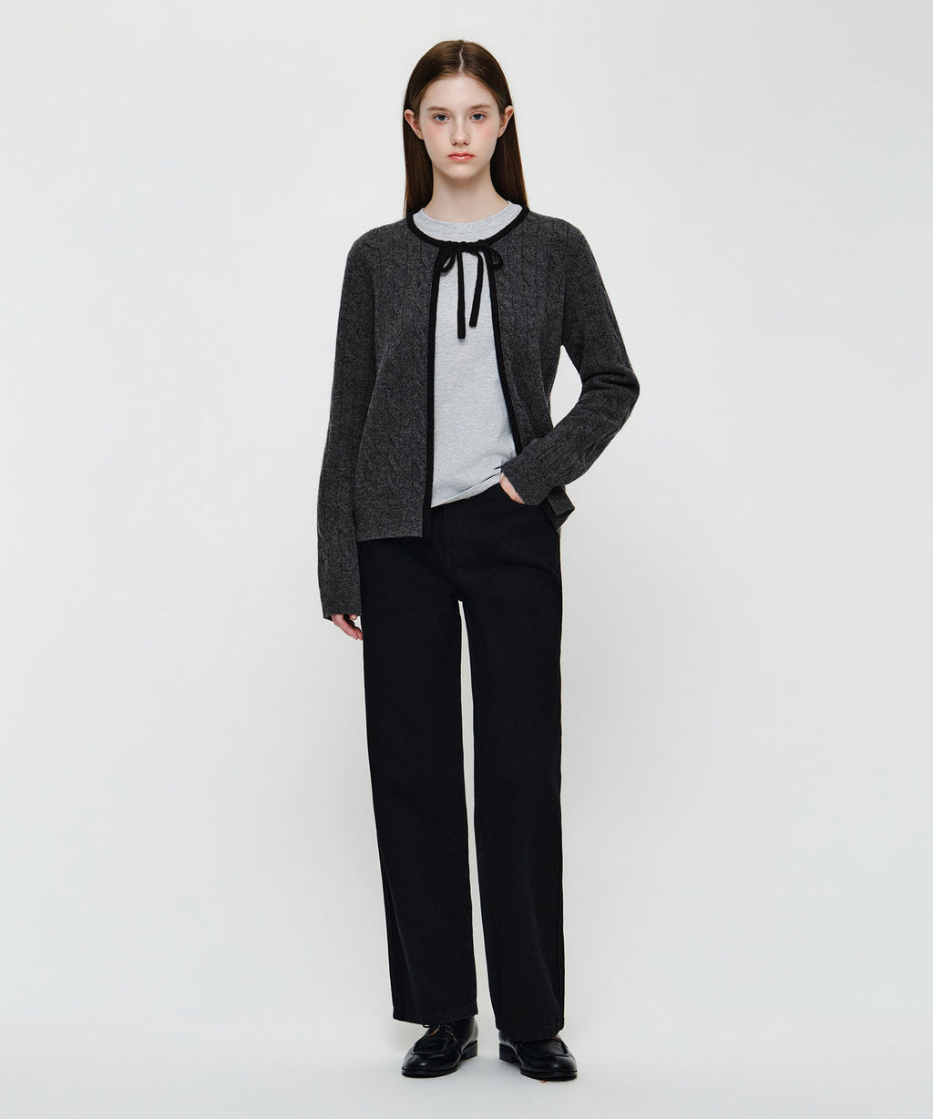 Marithe & Francois Girbaud - Ribbon Cardigan (Charcoal) product image 4 | TRAB K-Fashion Australia