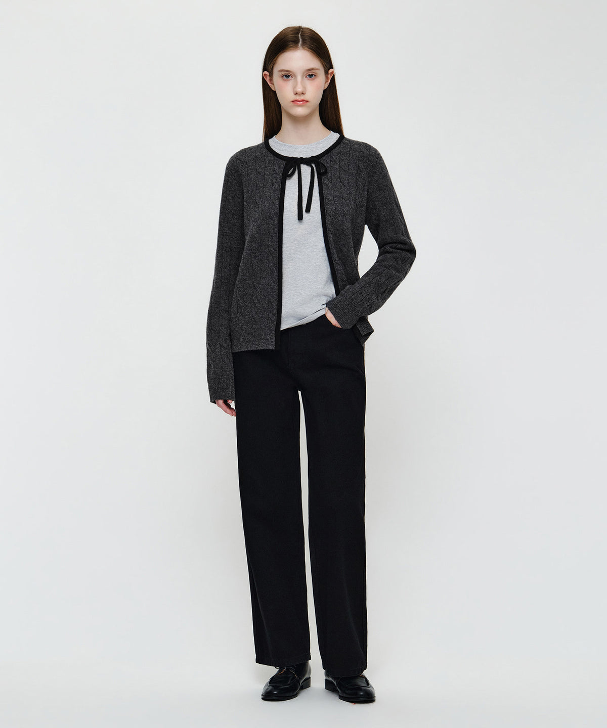 Marithe & Francois Girbaud - Ribbon Cardigan (Charcoal) product image 4 | TRAB K-Fashion Australia