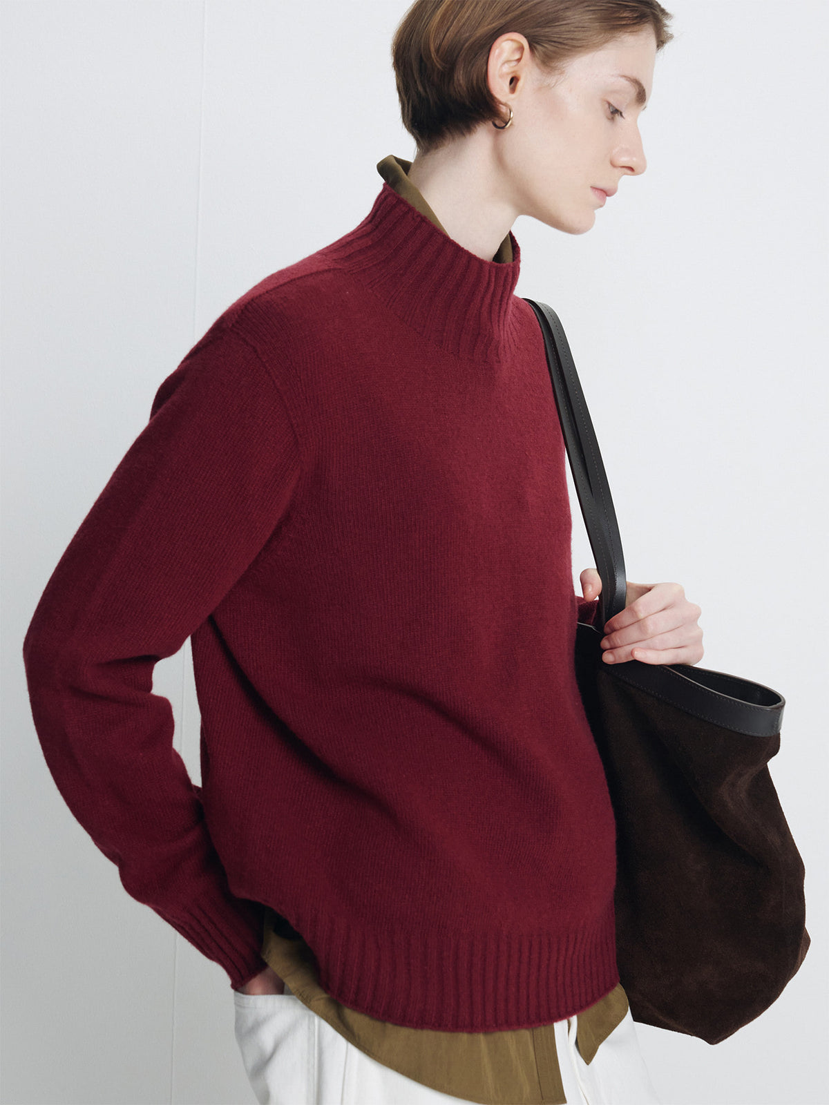 Tonywack - Wool Blend Oversiezed Turtleneck (Burgundy) product image 4 | TRAB K-Fashion Australia