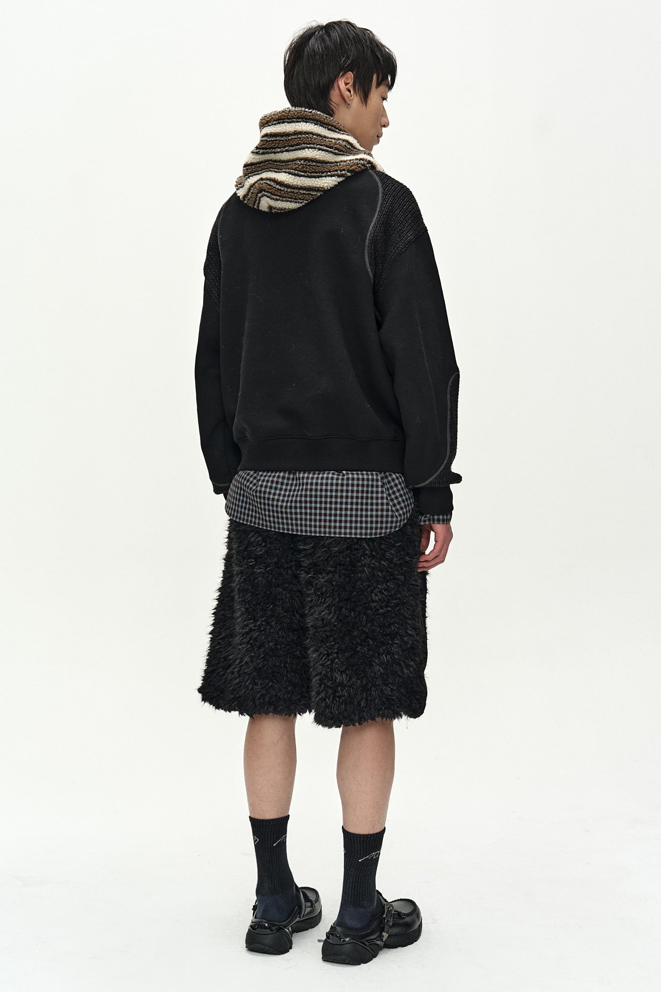 Andersson Bell - Kenley Faux Fur Patchwork Shorts (black) (Black) product image 7 | TRAB K-Fashion Australia
