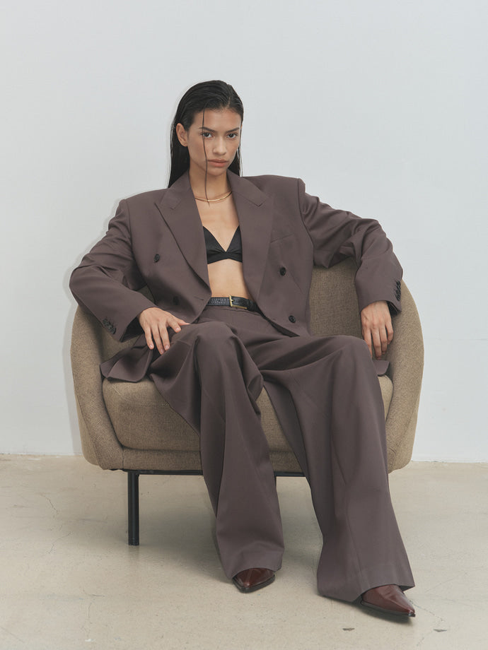 Tonywack - Wool Wide-Leg Pleated Trousers (Khaki Dark Brown) product image 3 | TRAB K-Fashion Australia