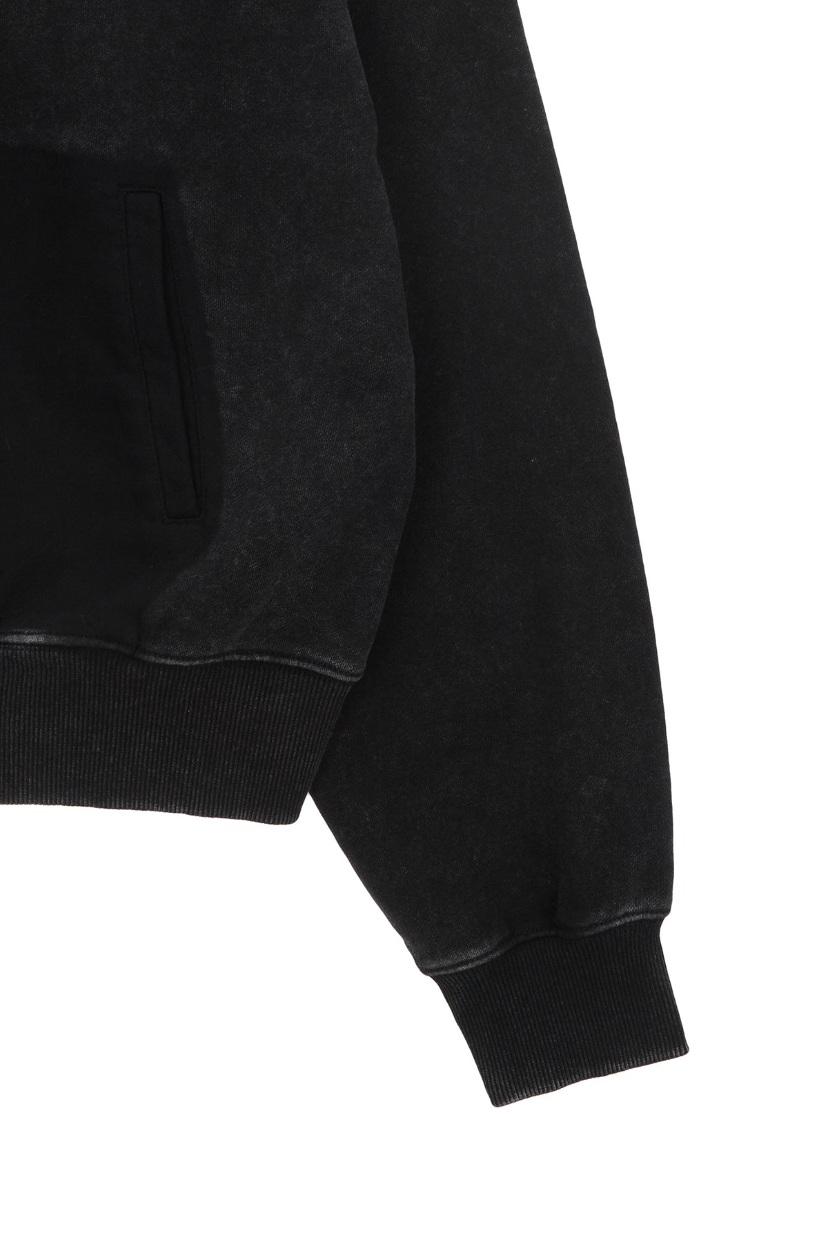 Matin Kim - Pigment Dying Logo Hoody Zip Up (Black) product image 4 | TRAB K-Fashion Australia