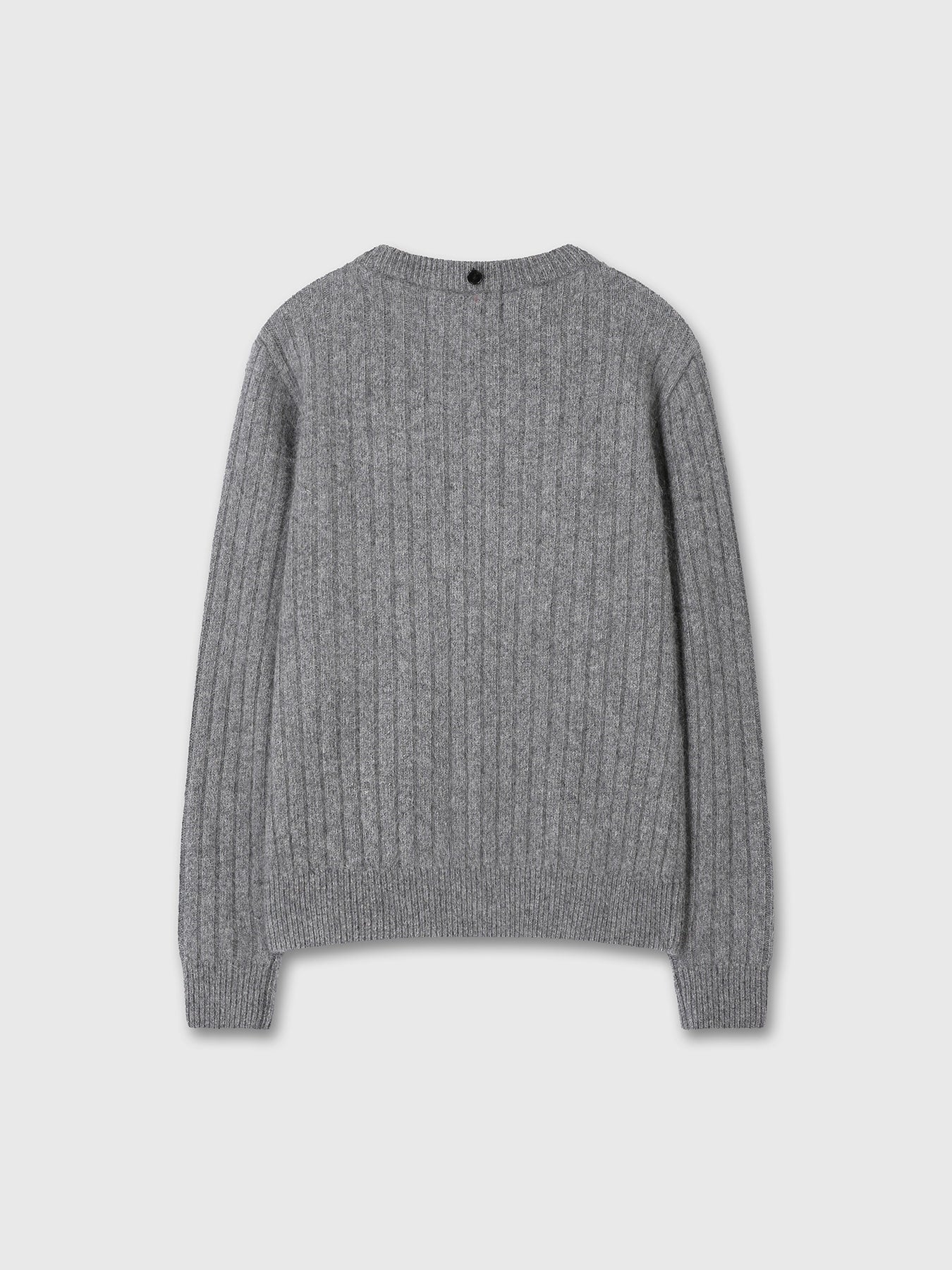 Tonywack - Superfine Merino Wool Tube Scarf Attaced Ribbed Sweater (Melange Grey) product image 11 | TRAB K-Fashion Australia