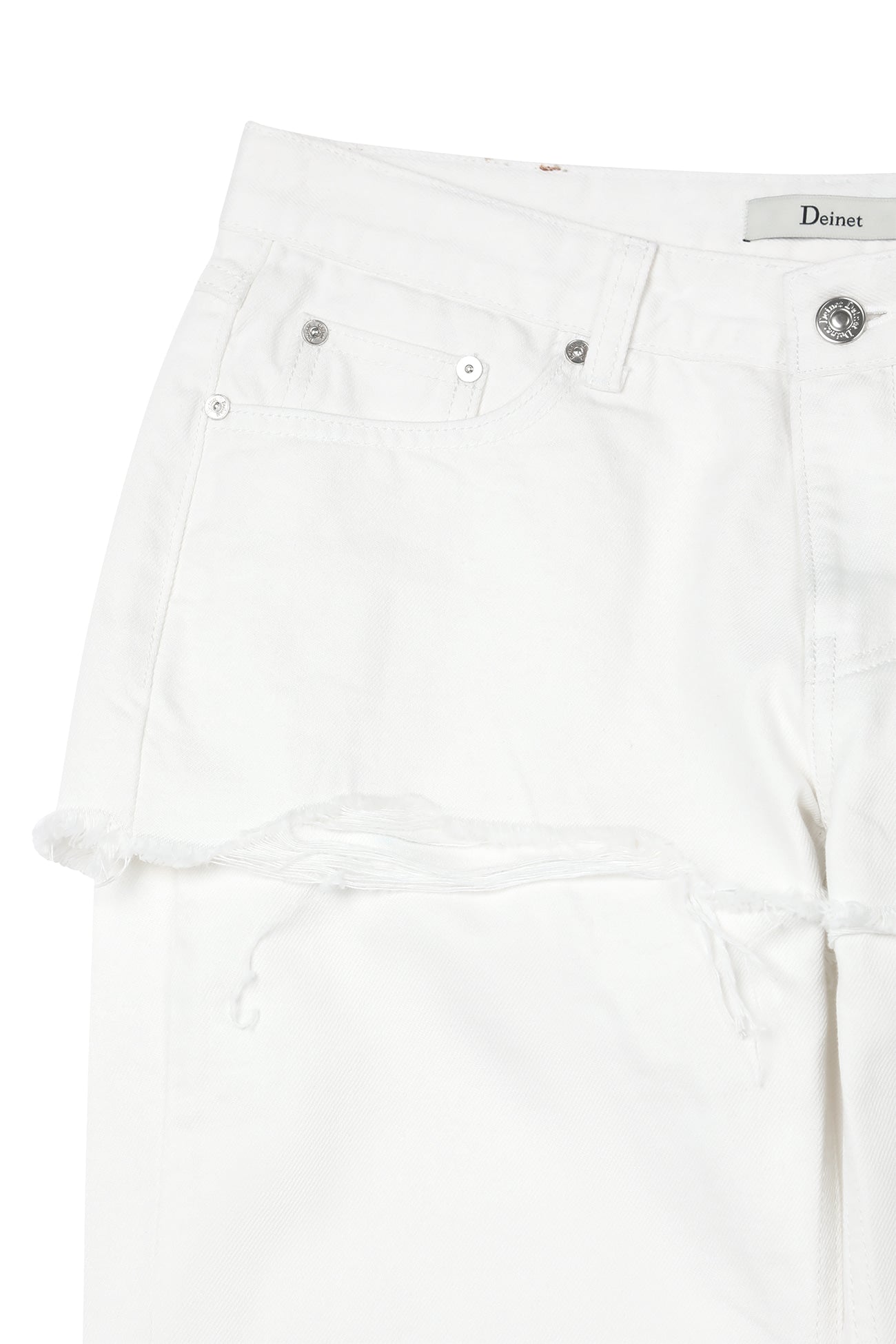 Deinet - Layered Semi Bootscut Denim Pants (White) product image 11 | TRAB K-Fashion Australia