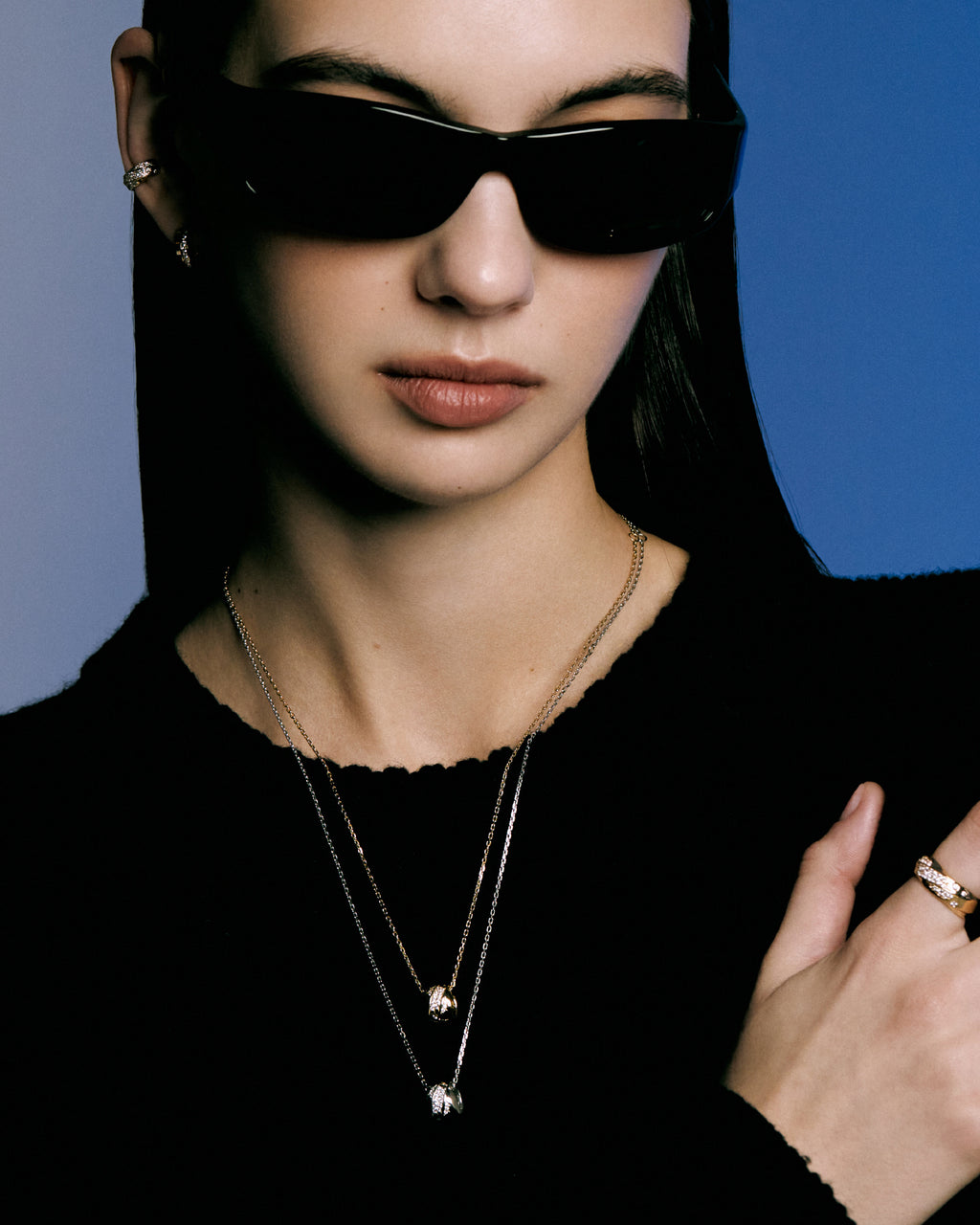Numbering - Pave Sculpted Wave Cylinder Necklace #3818 product image 3 | TRAB K-Fashion Australia