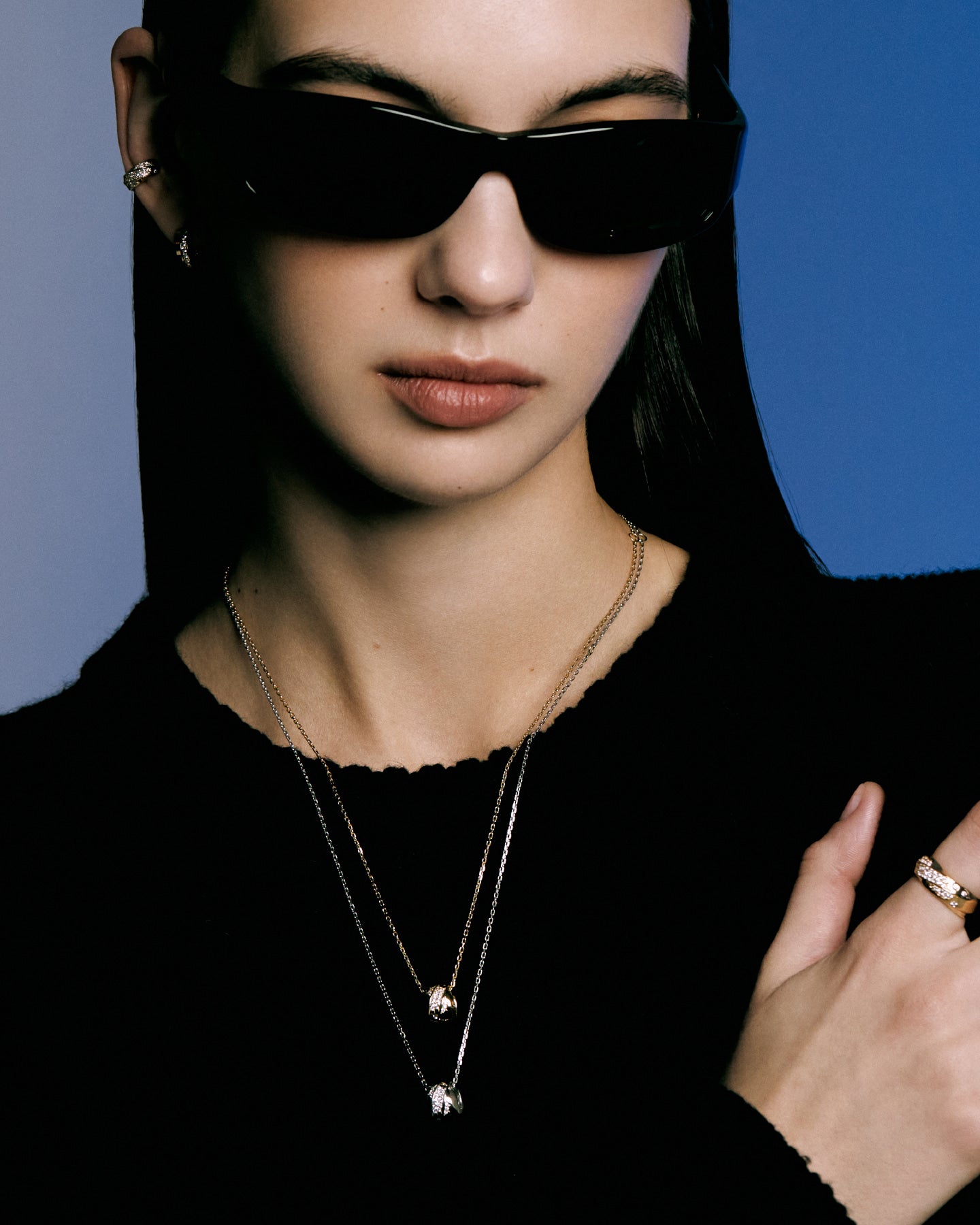 Numbering - Pave Sculpted Wave Cylinder Necklace #3818 product image 3 | TRAB K-Fashion Australia