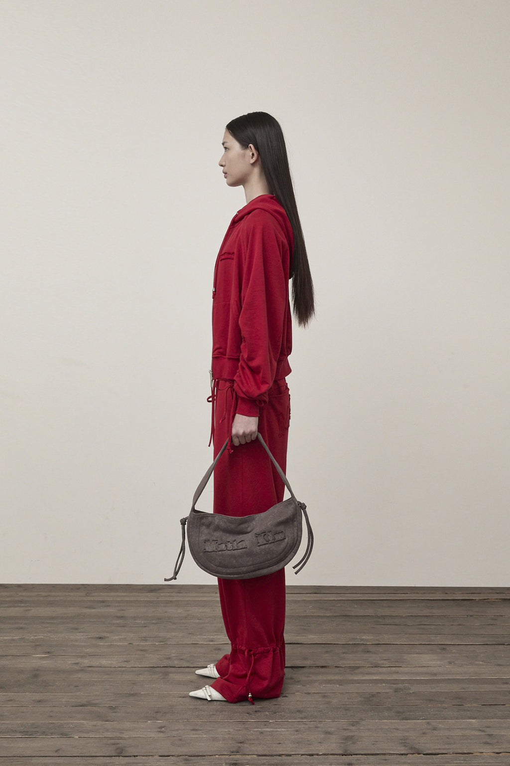 Matin Kim - Sleeve String Detail Hoody Zip Up (Red) product image 10 | TRAB K-Fashion Australia