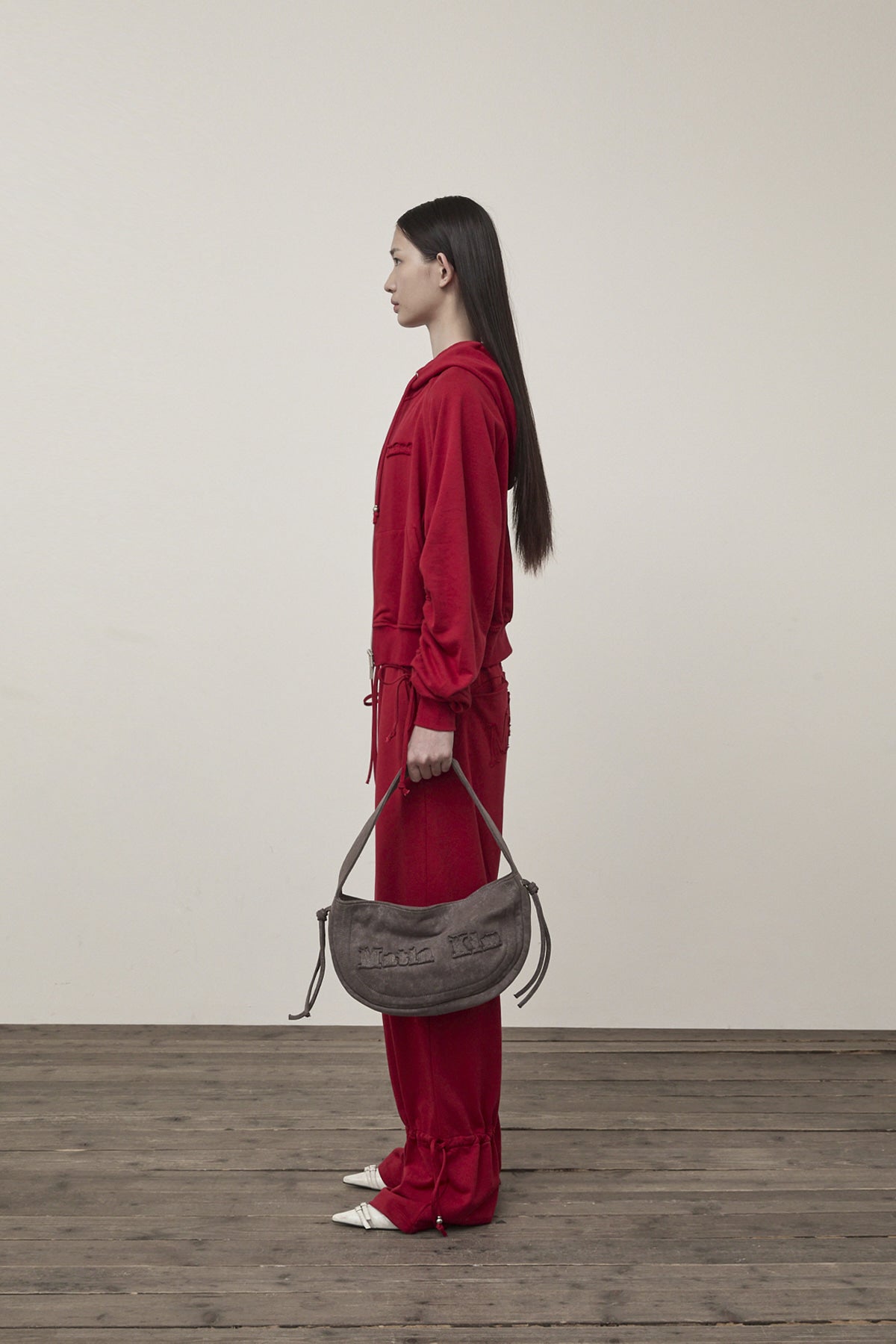 Matin Kim - Sleeve String Detail Hoody Zip Up (Red) product image 10 | TRAB K-Fashion Australia