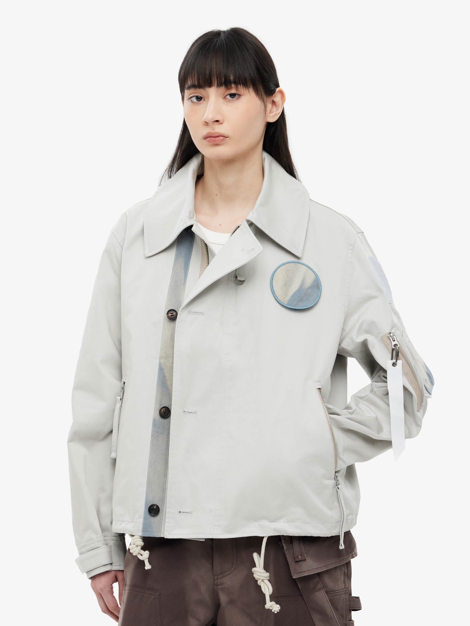 Jiyong Kim - Sun-Bleached Wide Collar Jacket (Light Grey) product image 5 | TRAB K-Fashion Australia