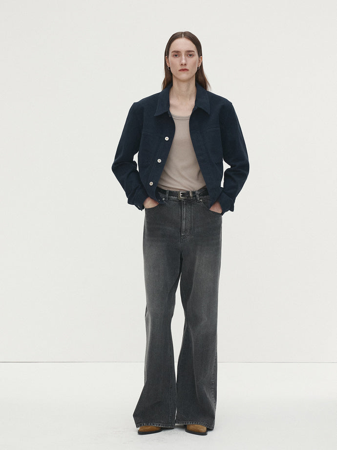 Tonywack - Moleskin Cotton Trucker Jacket (Navy) product image 3 | TRAB K-Fashion Australia