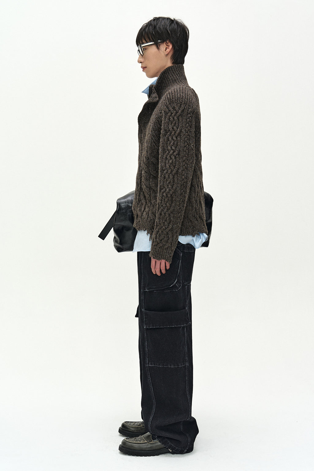 Andersson Bell - Belt Layered Cargo Wide-Leg Jeans (black) (Black) product image 2 | TRAB K-Fashion Australia