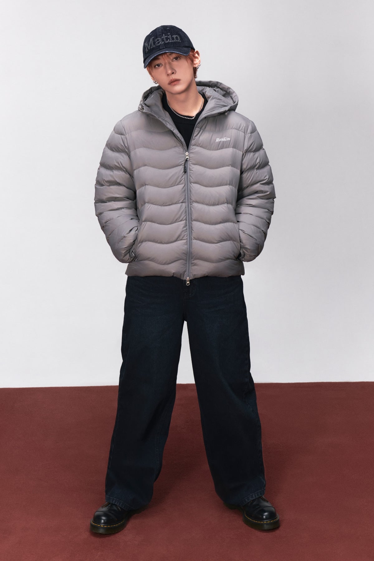 Matin Kim - Flowing Quilted Hoody Down Jumper (Light Grey) product image 1 | TRAB K-Fashion Australia