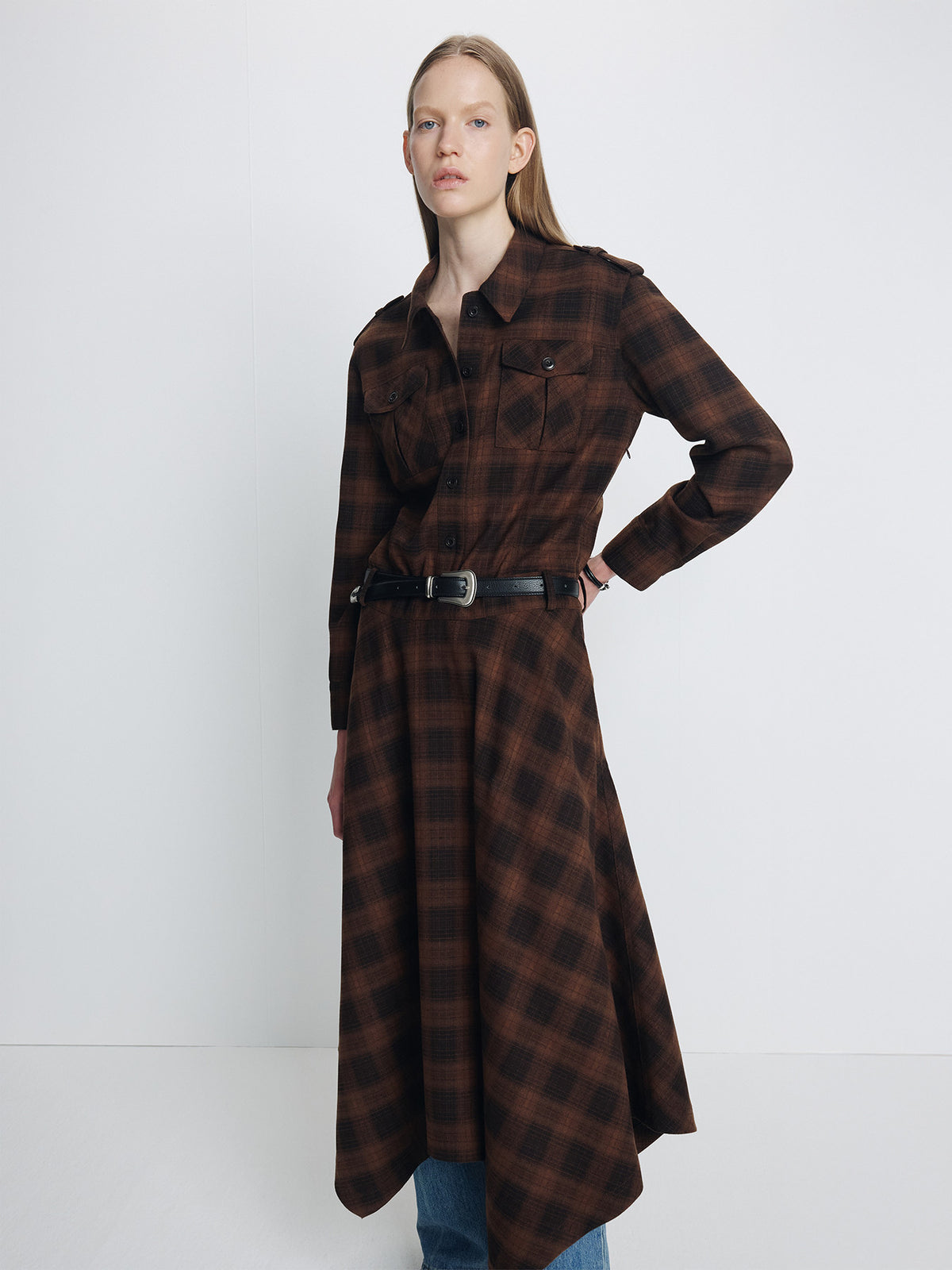 Tonywack - Checked Utility Shirt Dress (Brown Check) product image 4 | TRAB K-Fashion Australia