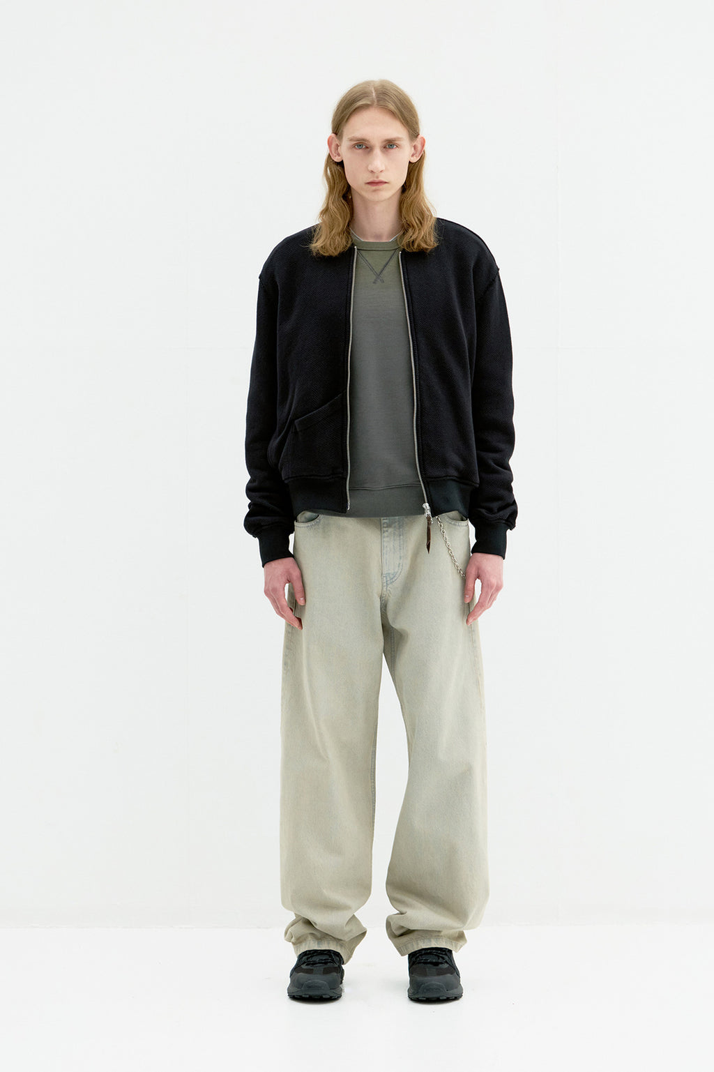 Coor - Cotton Aviation Sweat Zip Up (Black) product image 2 | TRAB K-Fashion Australia