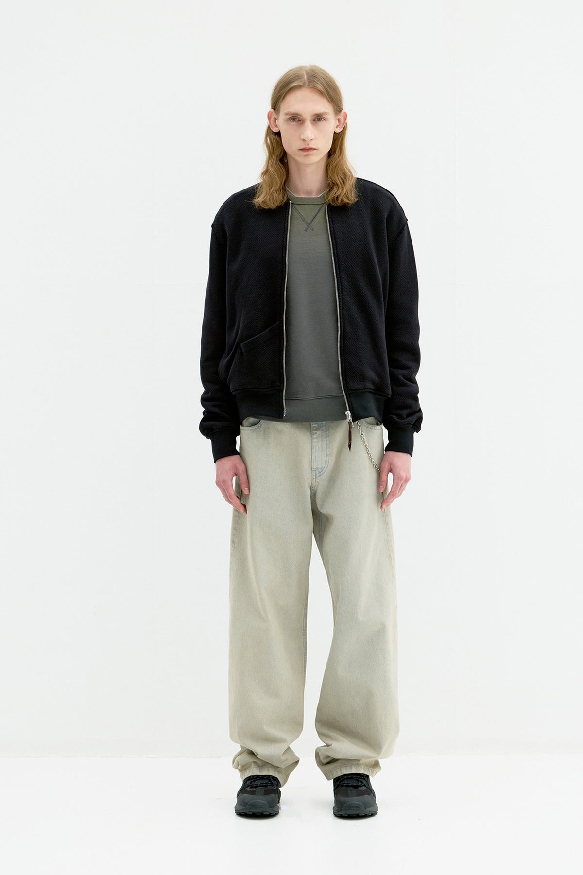 Coor - Cotton Aviation Sweat Zip Up (Black) product image 2 | TRAB K-Fashion Australia
